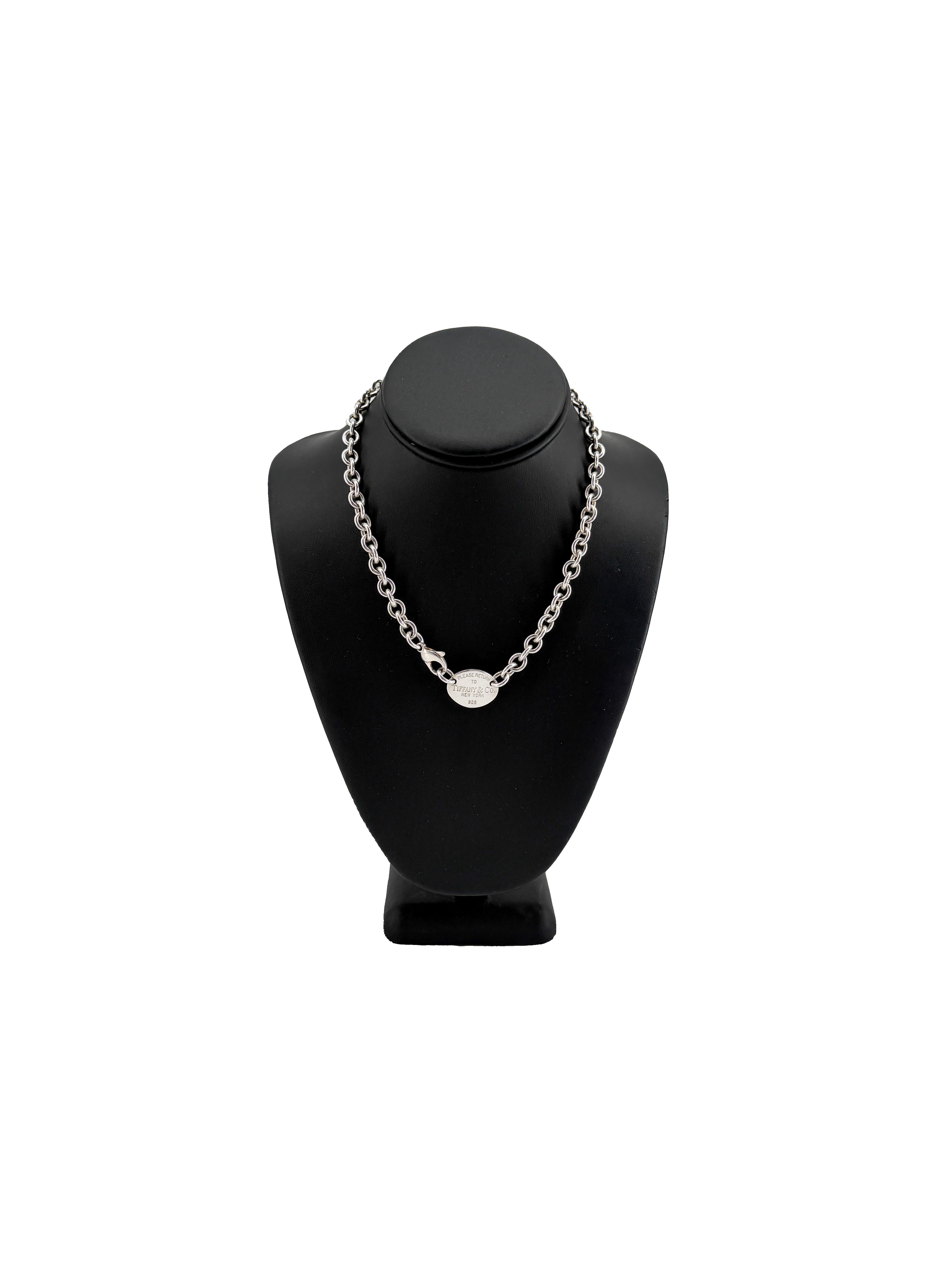 Tiffany & Co sterling silver oval return to necklace