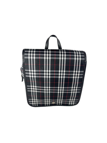 Burberry black, white, red plaid nylon backpack