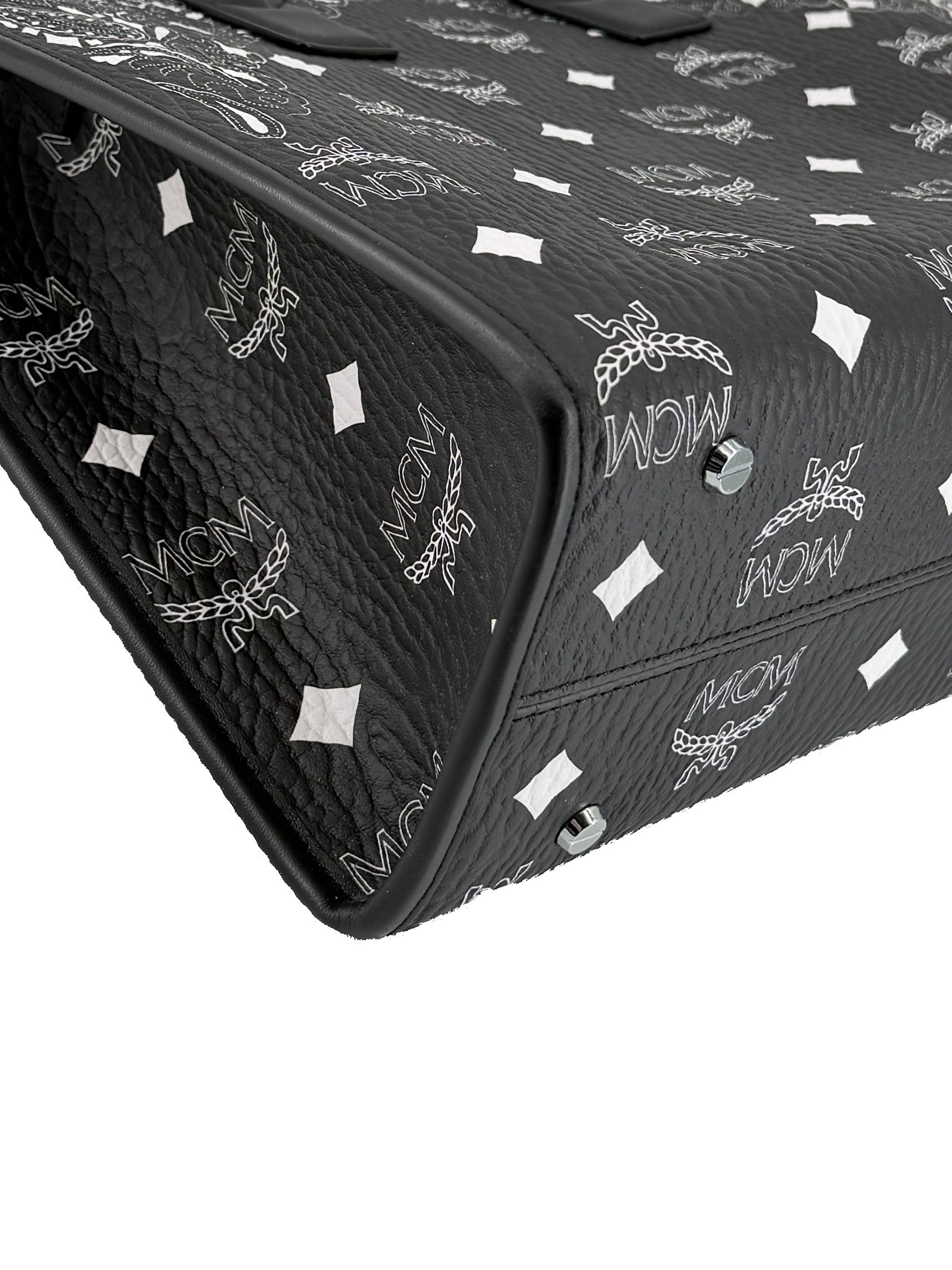 MCM black Munchen studded Bandana Visetos large tote