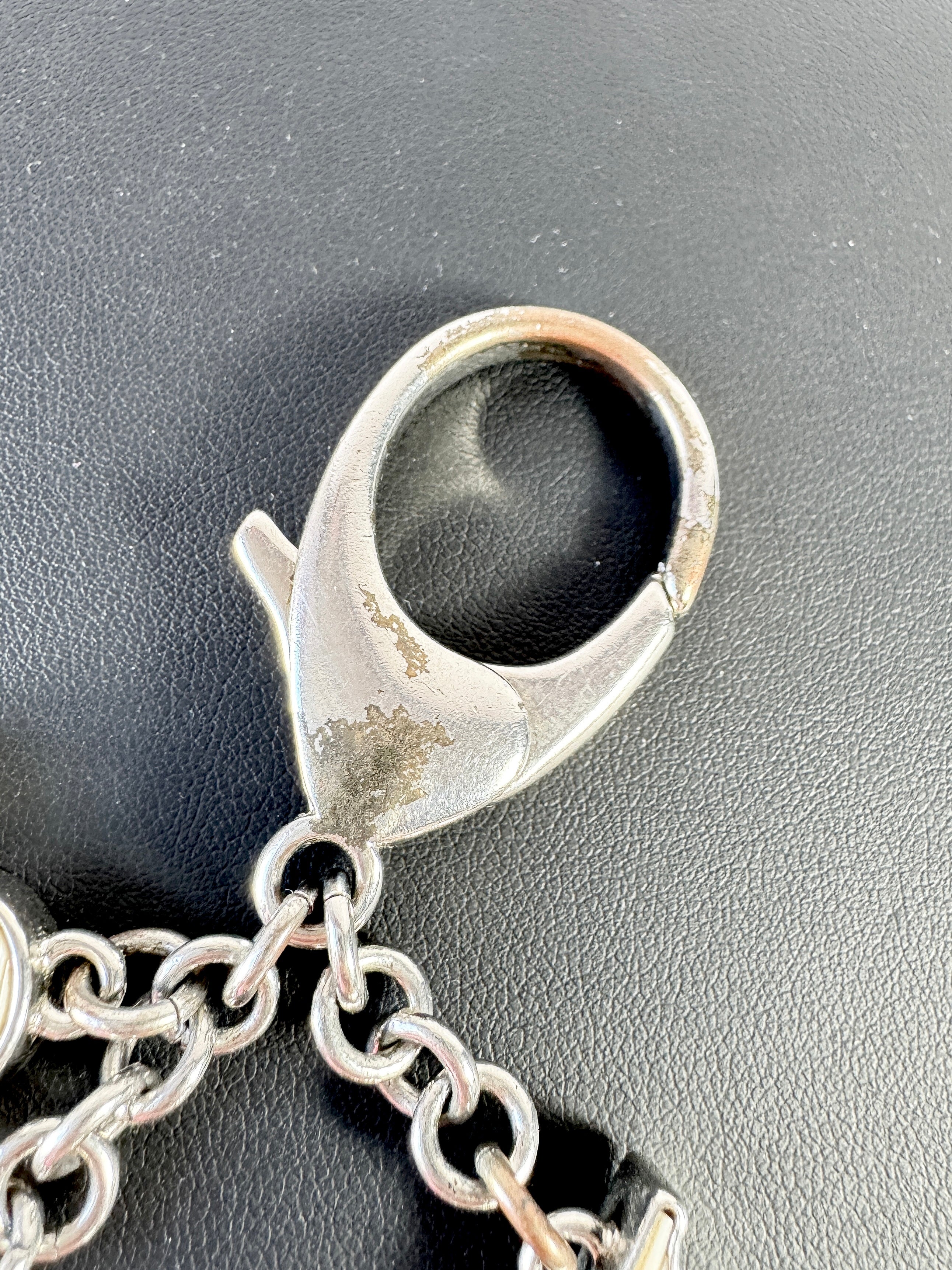 Louis Vuitton silver cream key chain *as is*