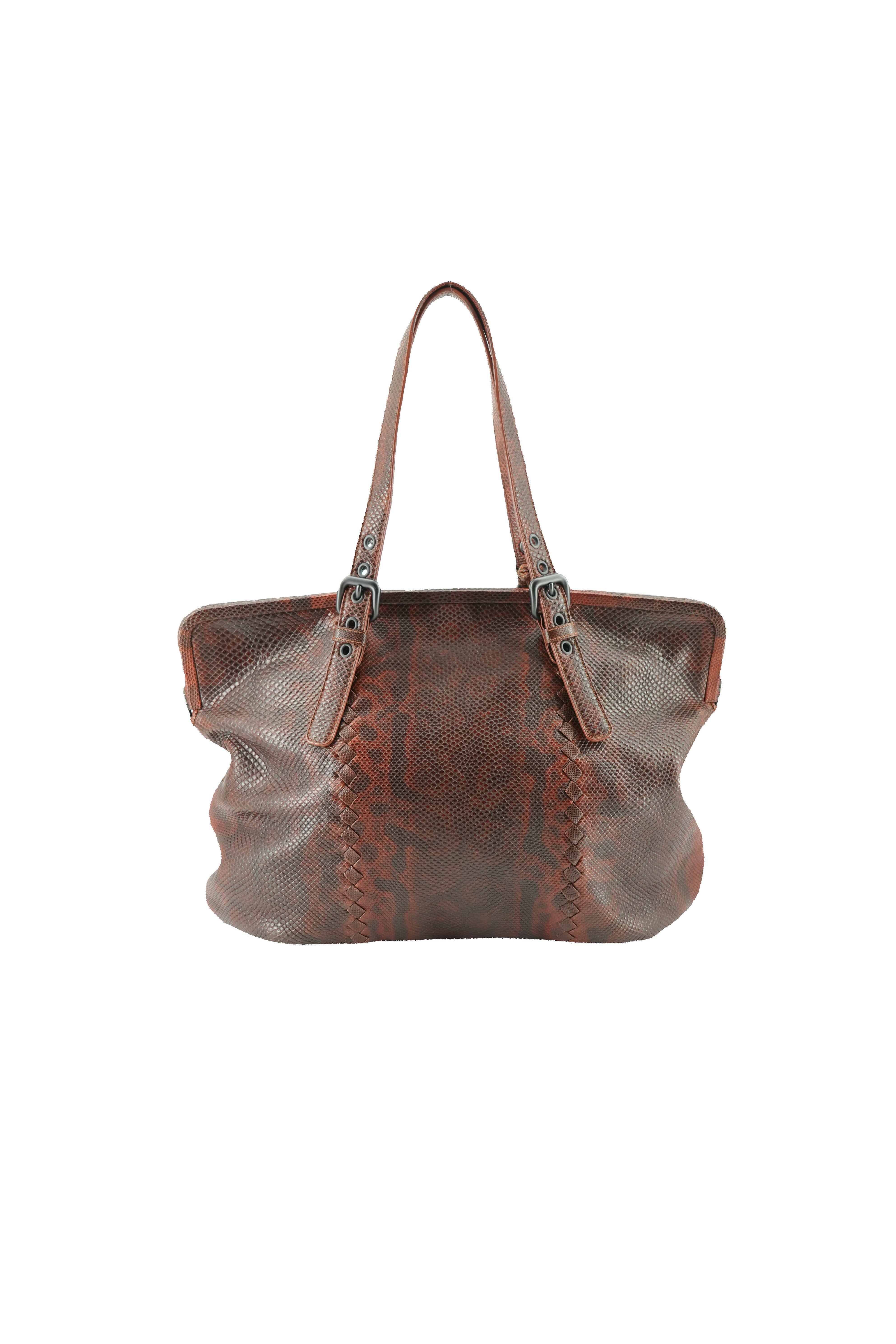 Bottega Veneta dark red python tote 6314