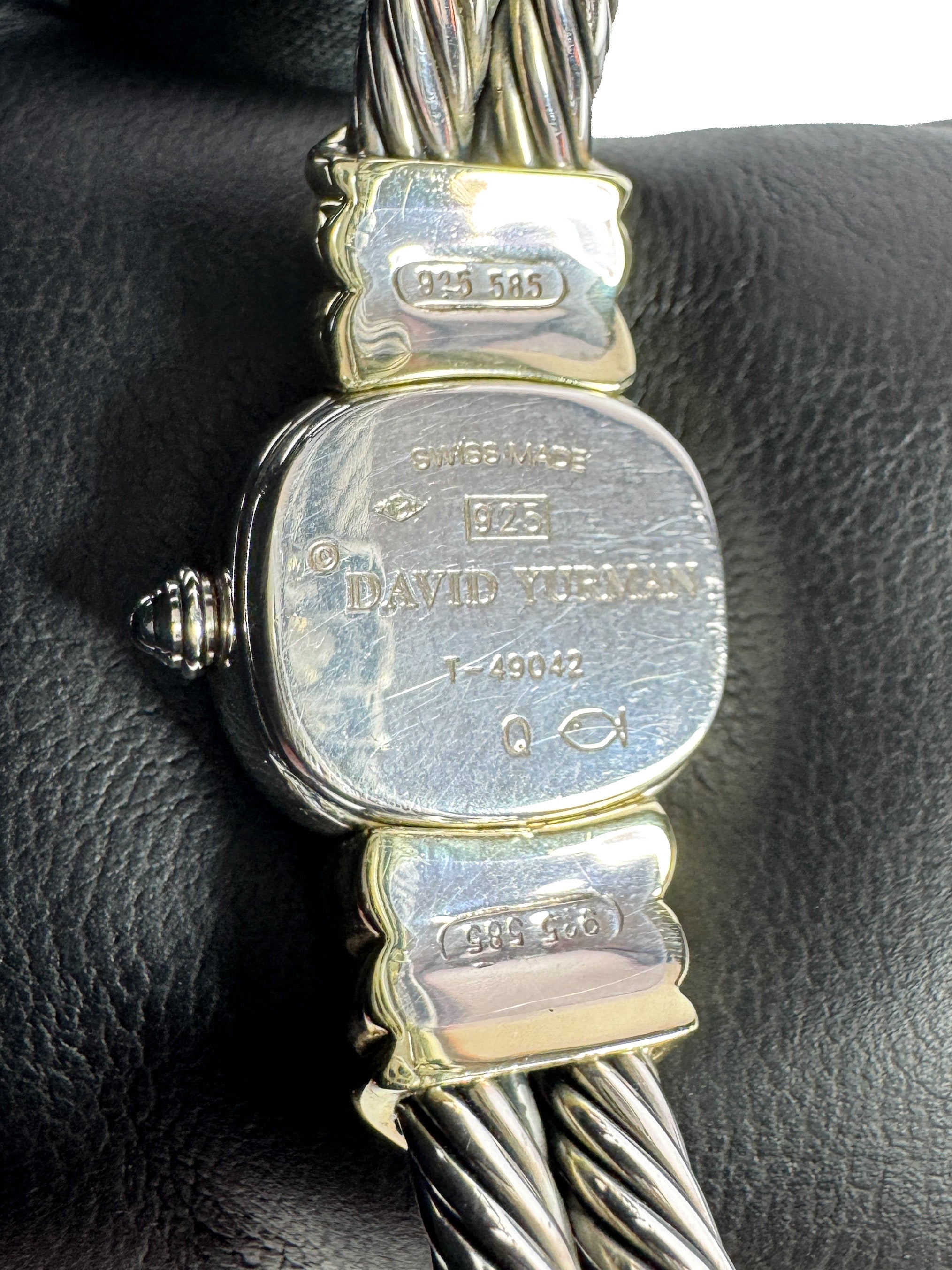 David Yurman sterling silver 14k gold blue topaz cable watch