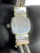 David Yurman sterling silver 14k gold blue topaz cable watch