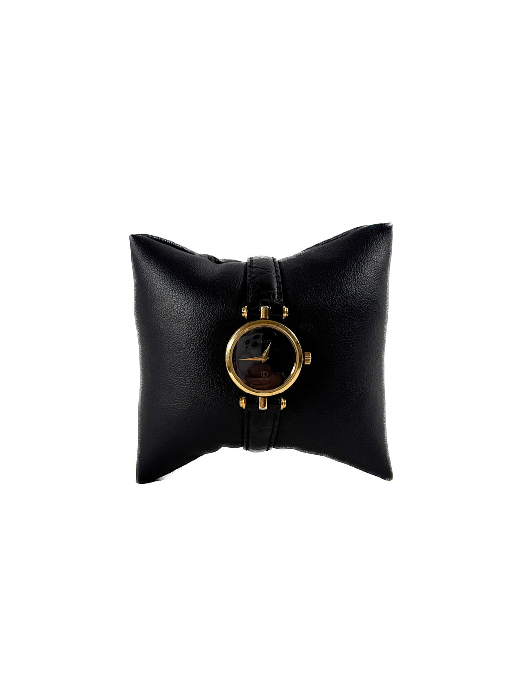 Gucci black/gold embossed leather vintage watch 2000L