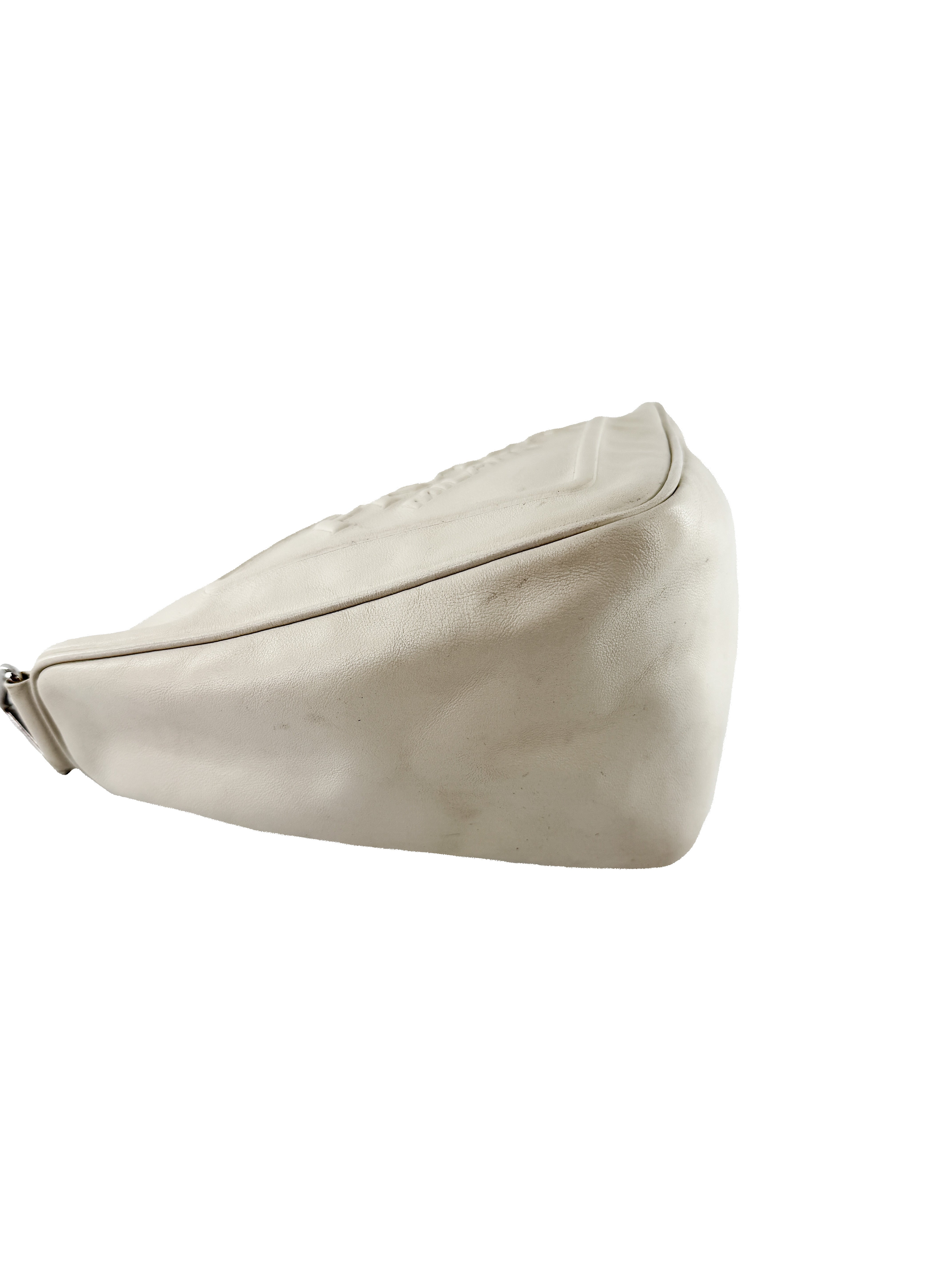 Prada white leather Triangle bag 42