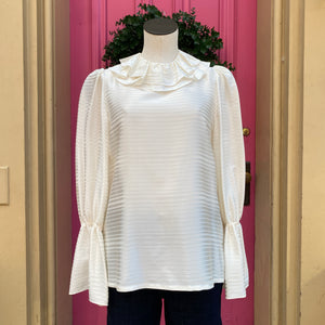 Tory Burch cream striped long sleeve top size 8