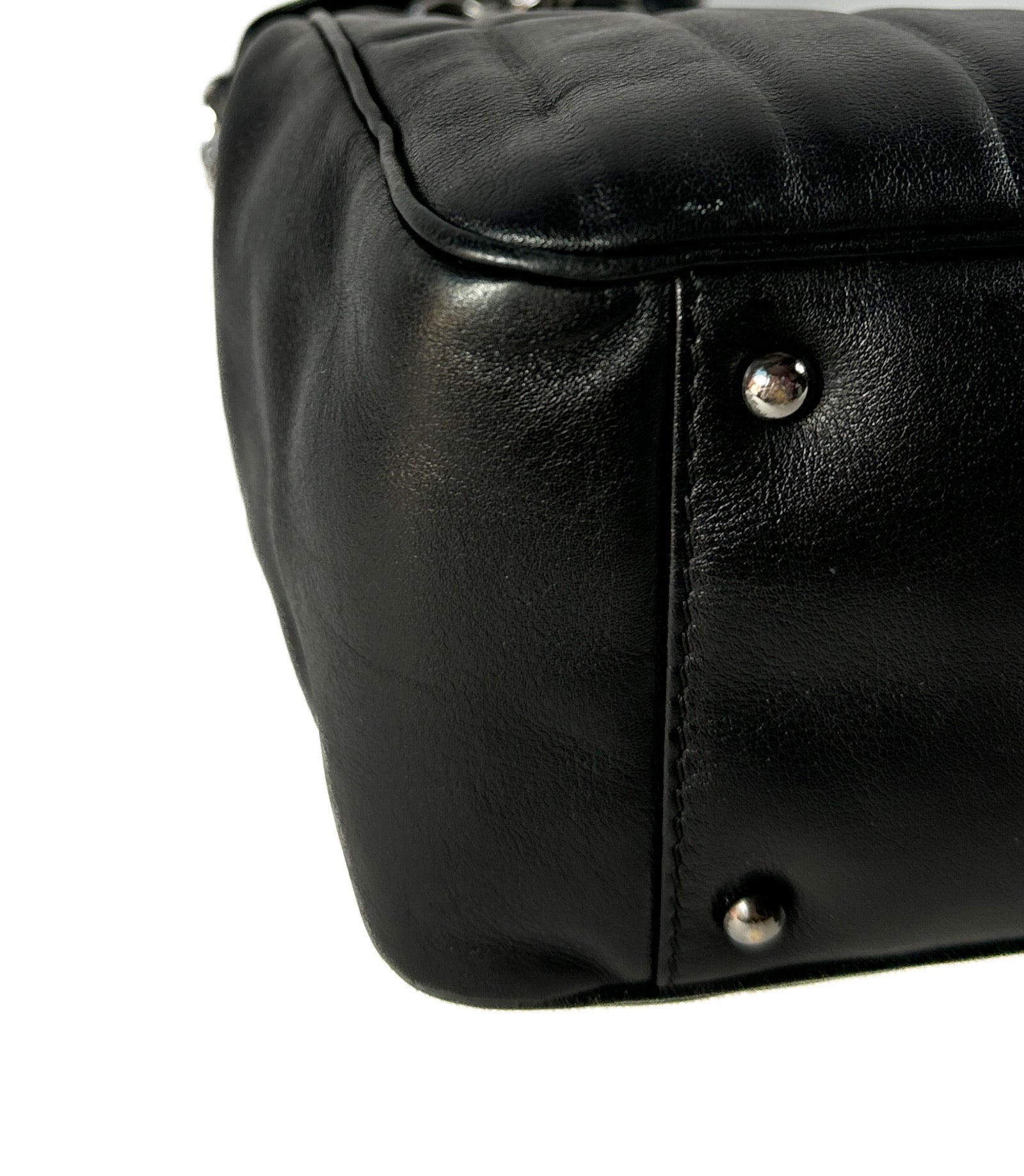 Chanel black calfskin vertical quilted Lax bag