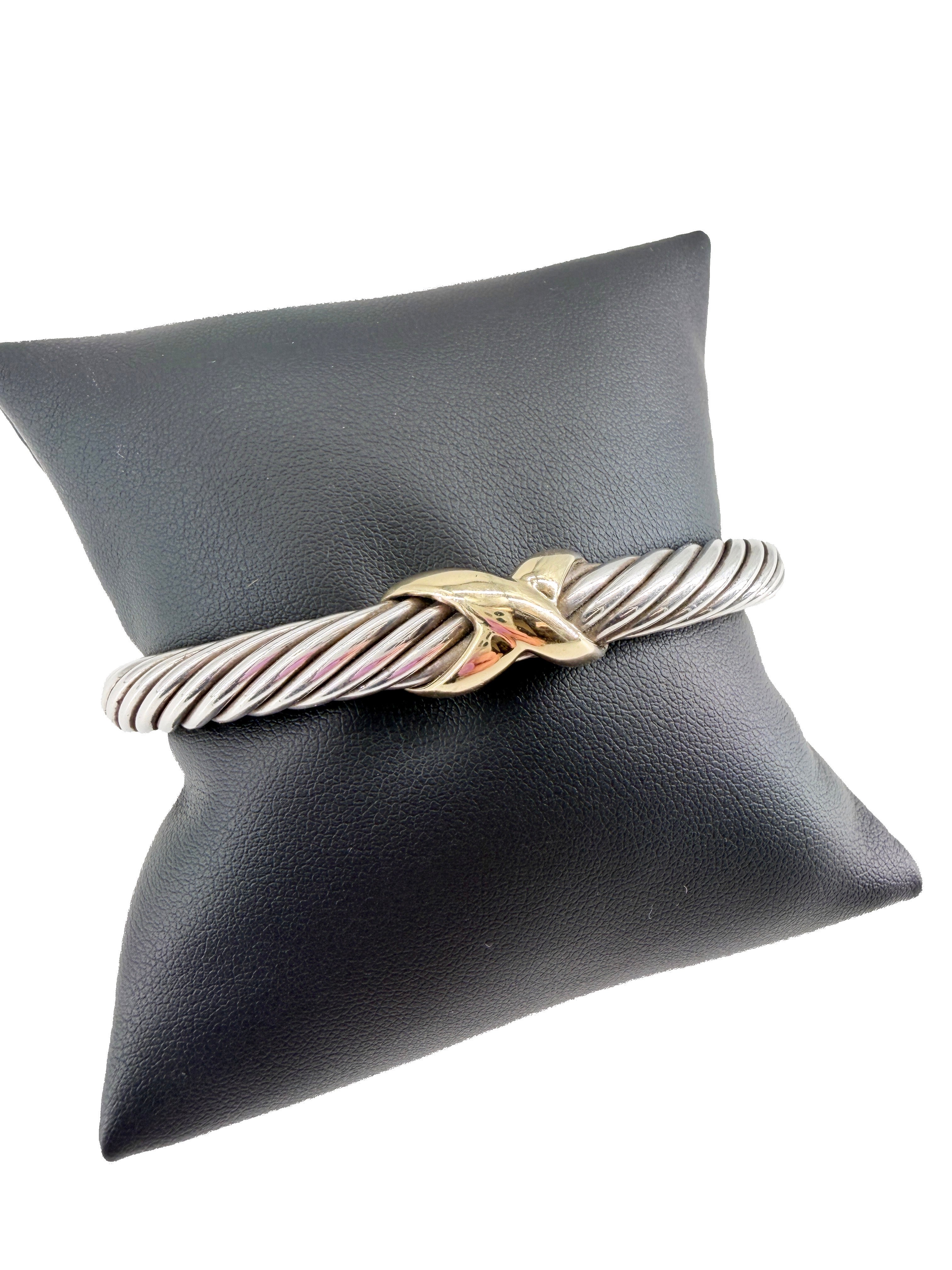 David Yurman sterling silver, 14K gold X crossover cuff
