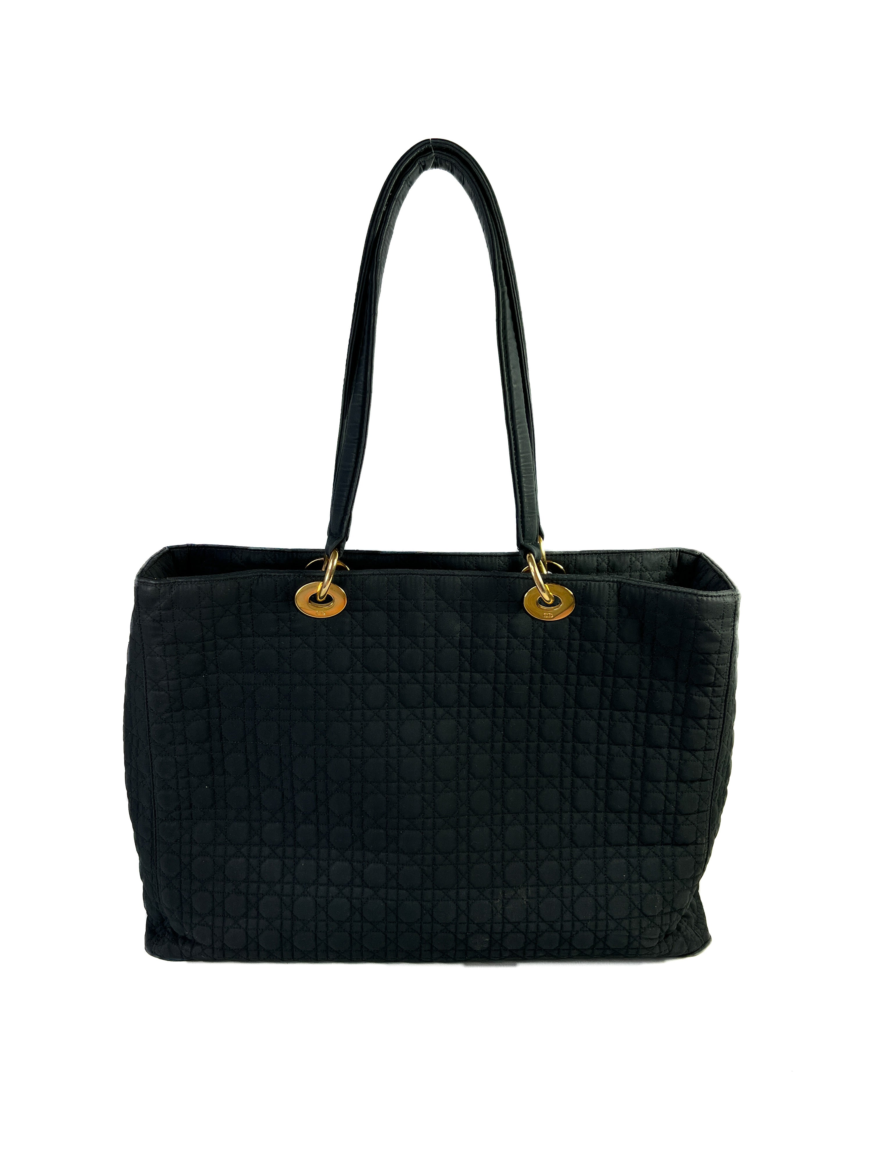 Christian Dior black cloth Lady Dior vintage tote