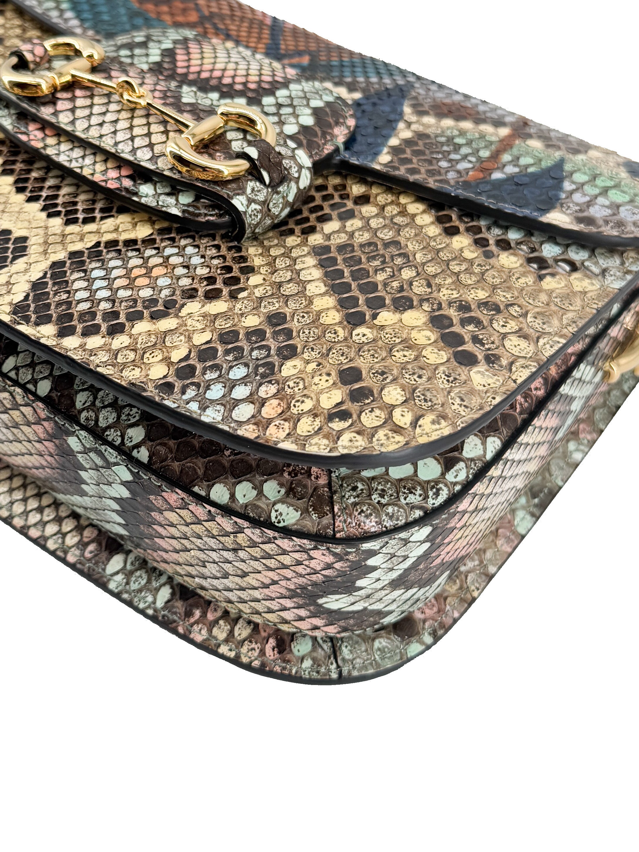 Gucci Snakeskin Horsebit 1955 Shoulder Bag Multicolor 602204-525040