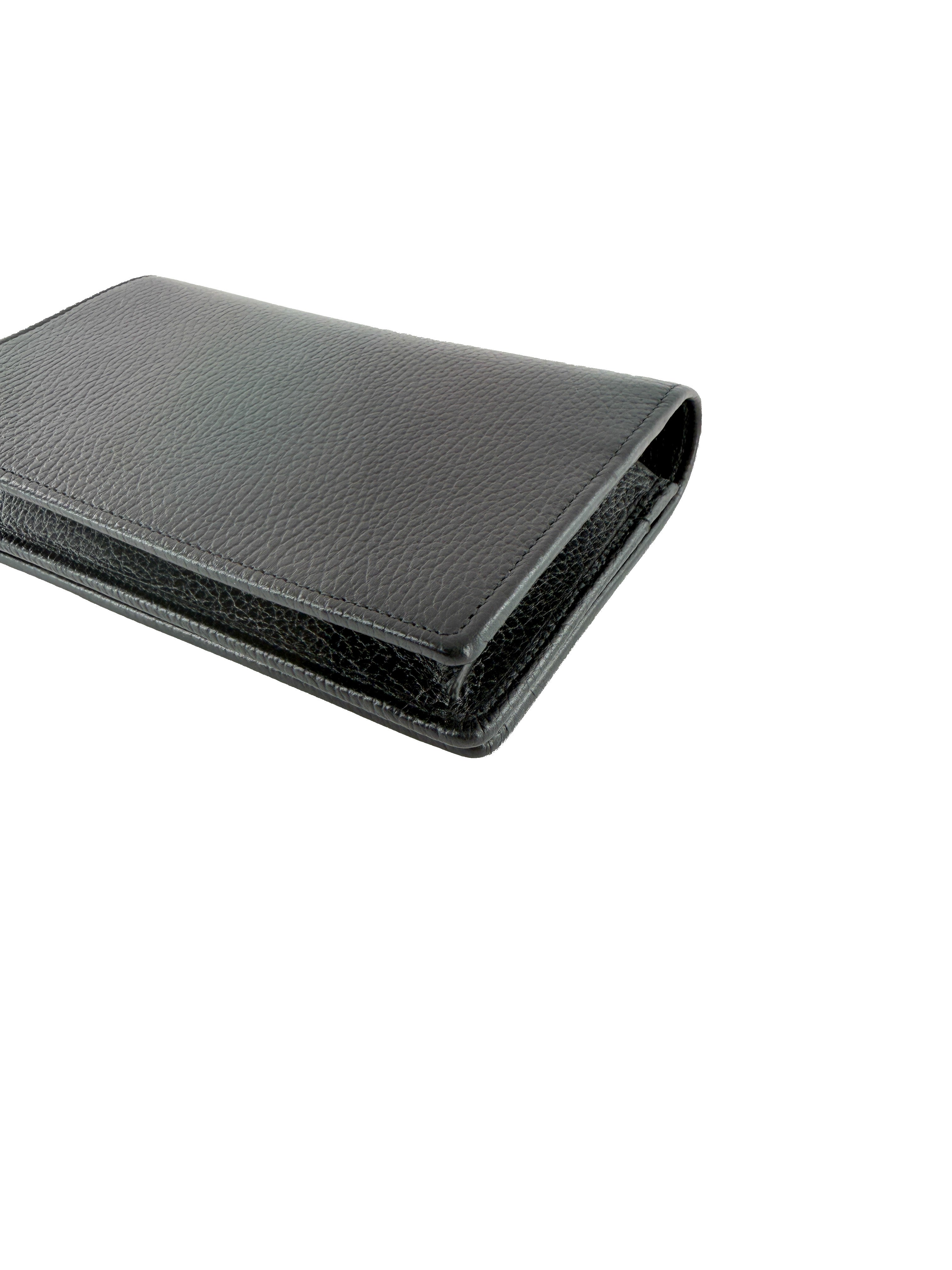 Gucci black leather Marmont wallet on chain 497985 2184
