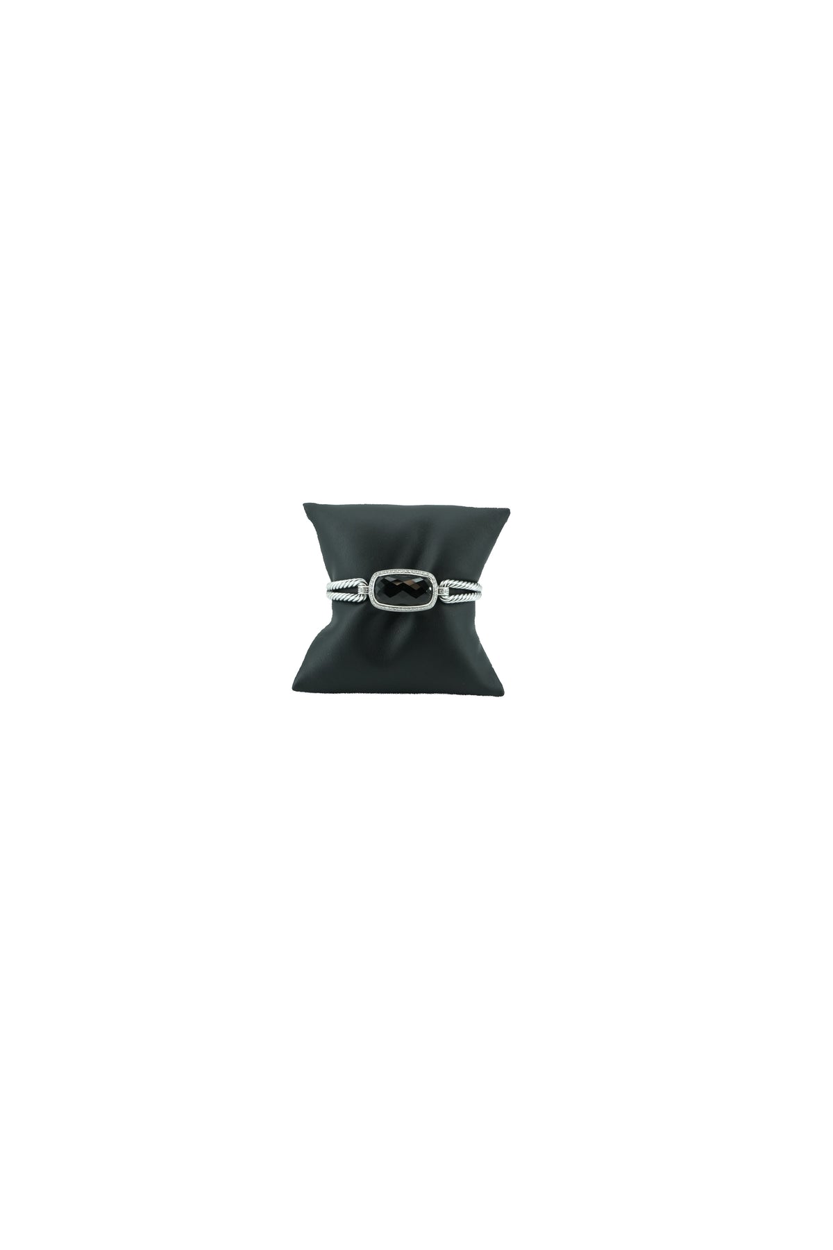 David Yurman sterling silver, diamonds, black onyx Albioin double cable bracelet