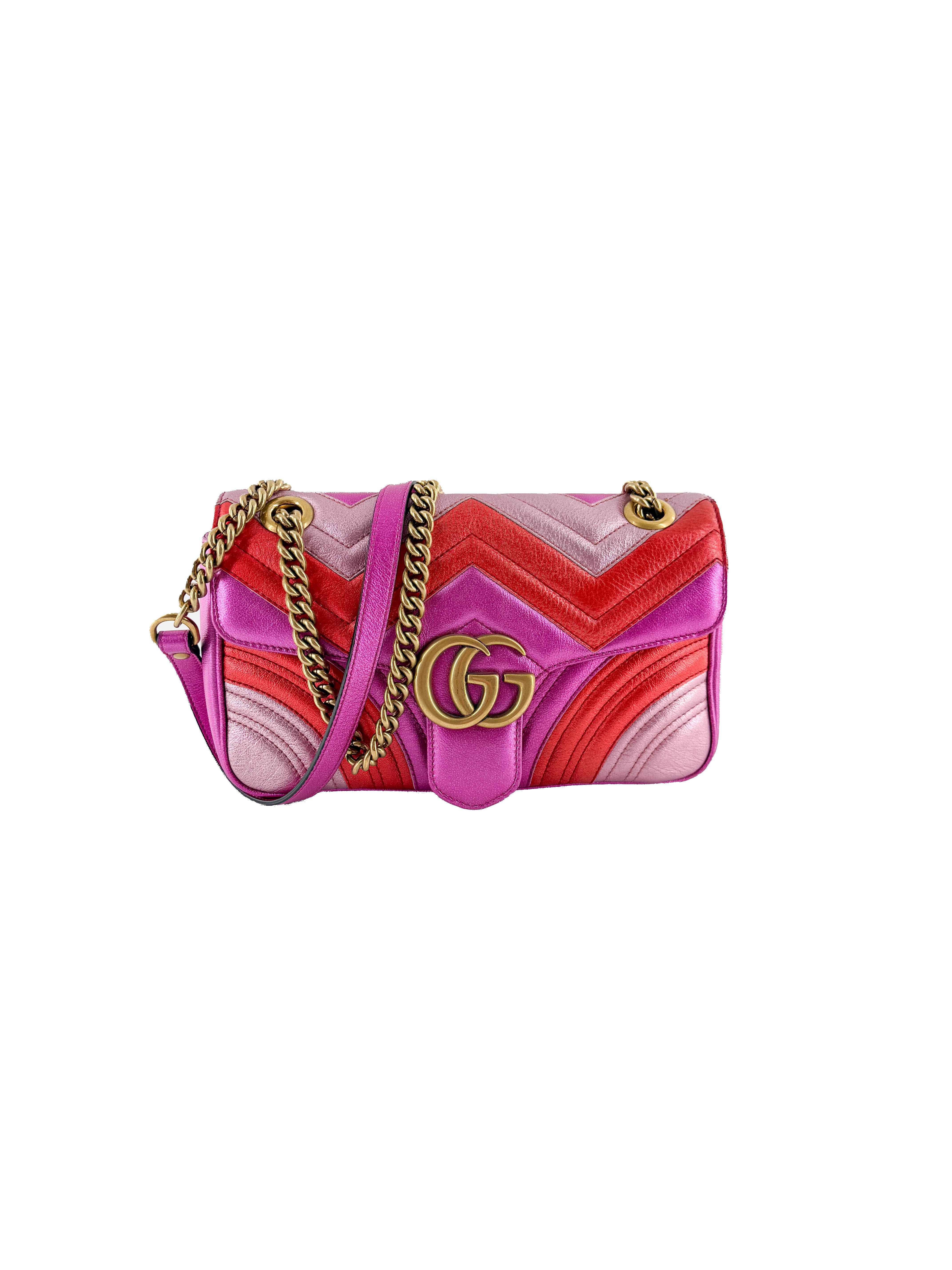 Gucci GG Marmont Flap Bag Matelasse Leather Small pink 443497486628