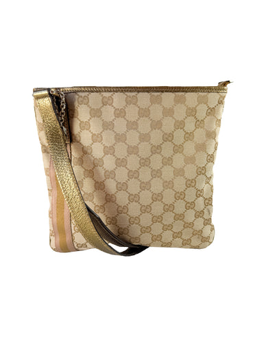 Gucci brown/gold/pink GG Jolicoeur messenger bag  203998