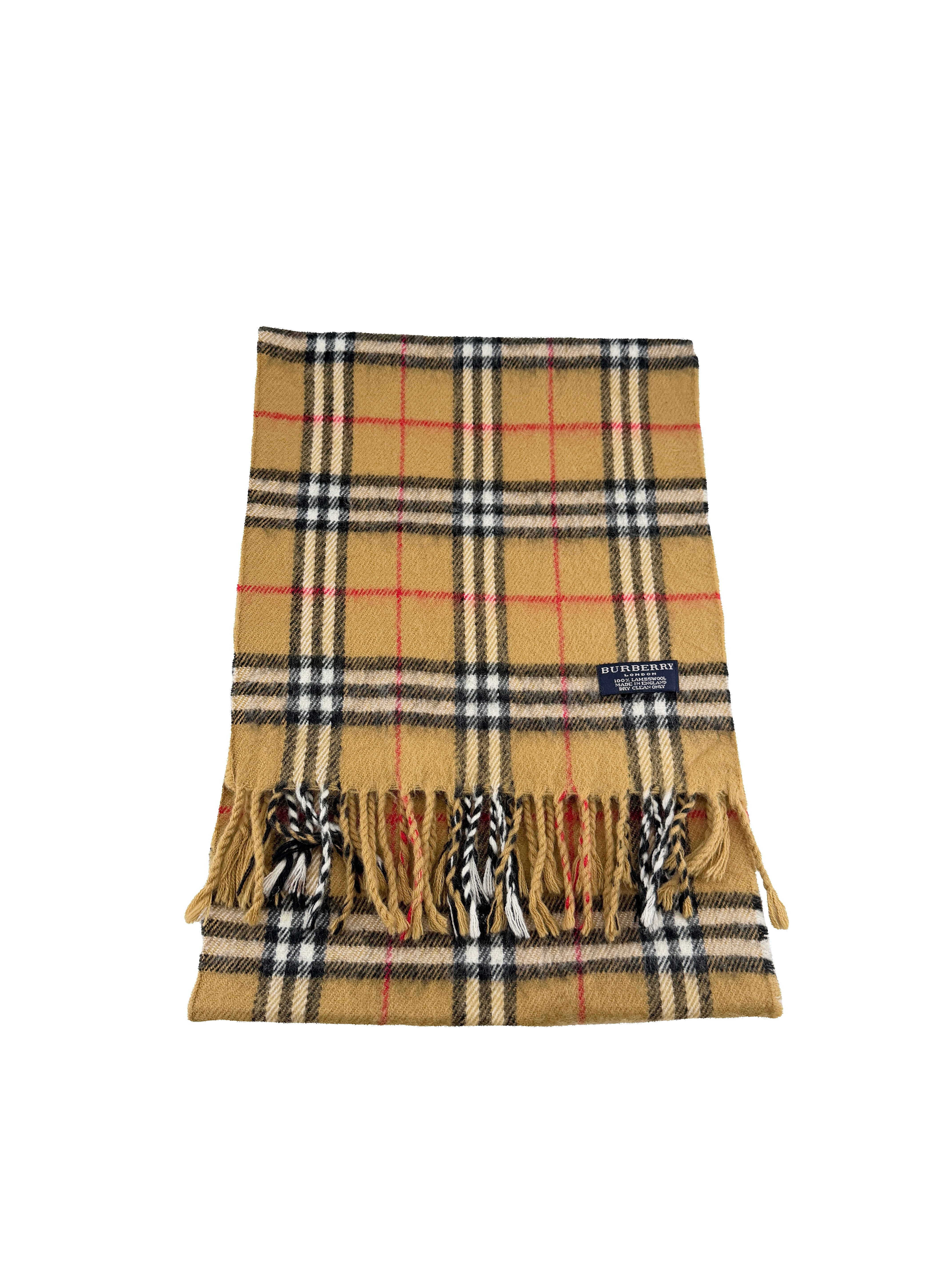 Burberry brown classic plaid lambswool scarf