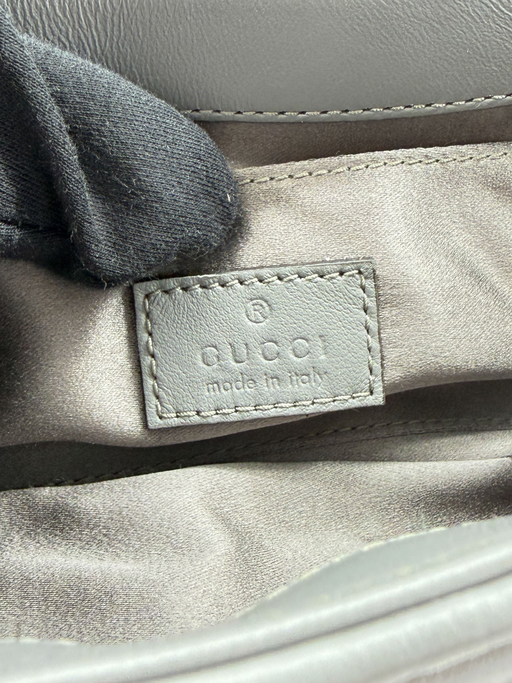 Gucci gray leather small Horsebit chain shoulder bag 764339 520981