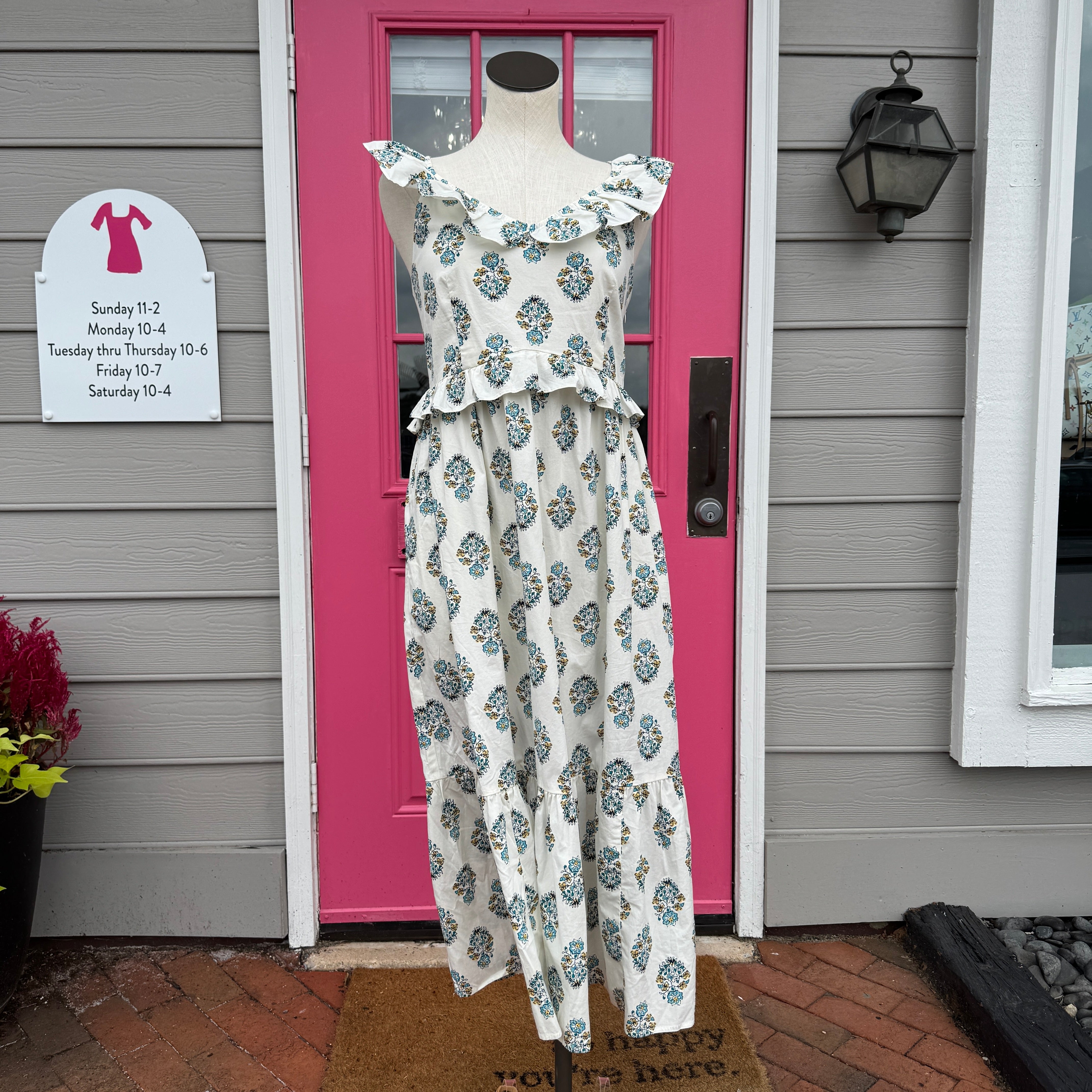 J. Crew white blue floral tank dress size 14 NWT