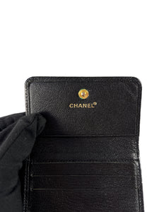 Chanel black leather compact vintage wallet 6778814