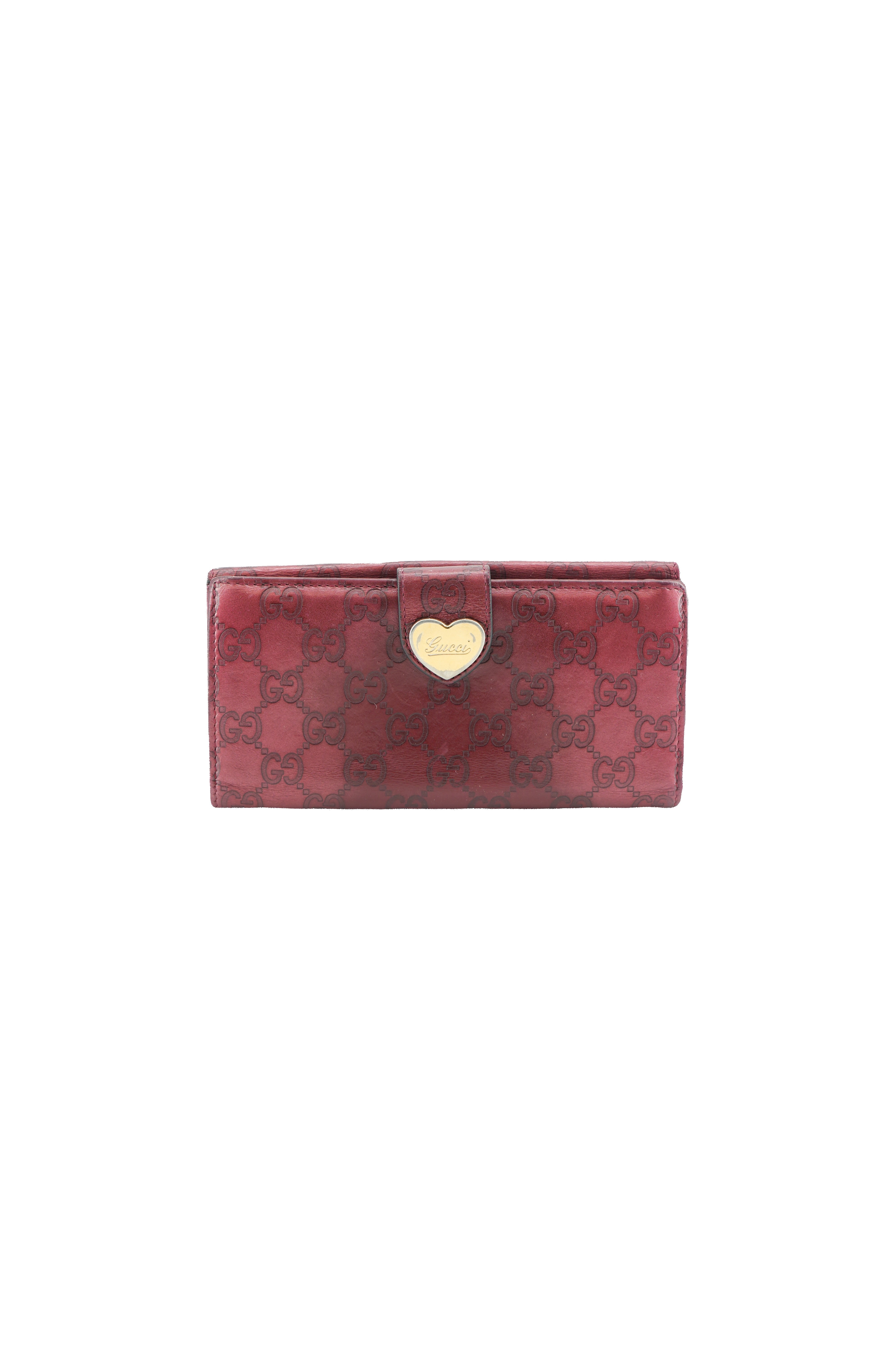 Gucci red leather GG Guccissima heart wallet 208550-0446