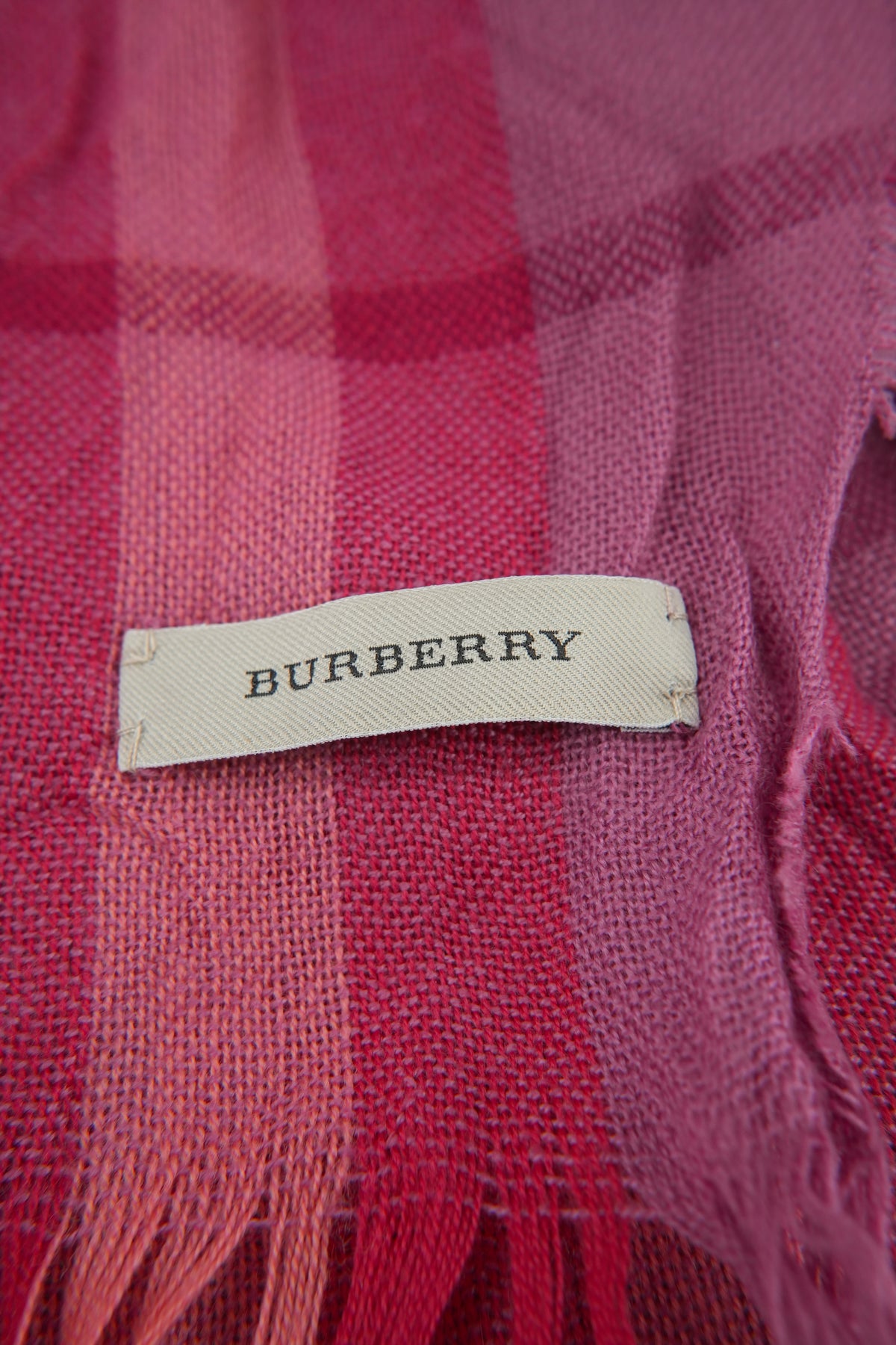 Burberry pink, purple lightweight wool plaid scarf