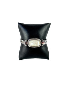 David Yurman sterling silver MOP diamond double cable bracelet