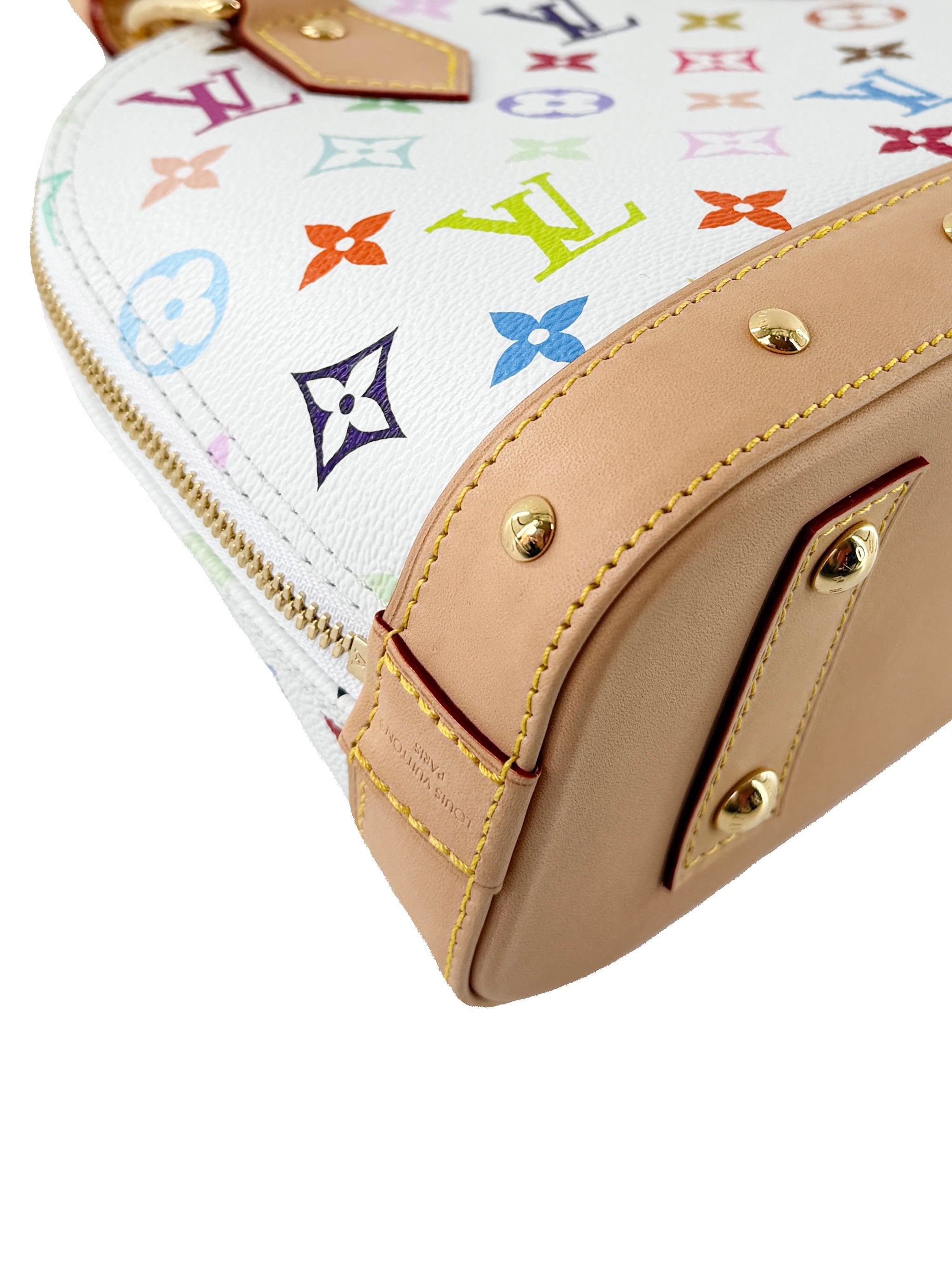 Louis Vuitton x Takashi Murakami multicolor Alma BB white NFC