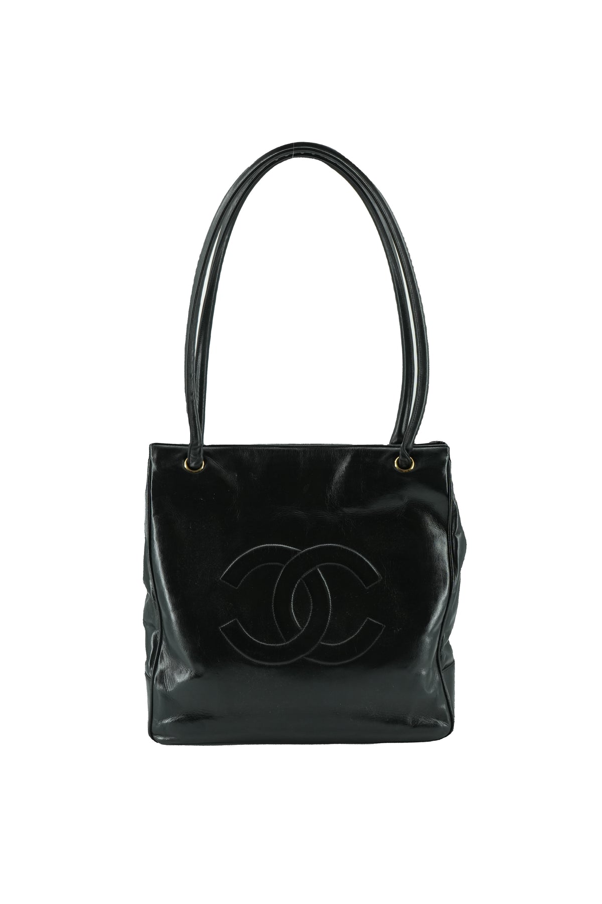 Chanel black leather vintage Timeless tote 1970888