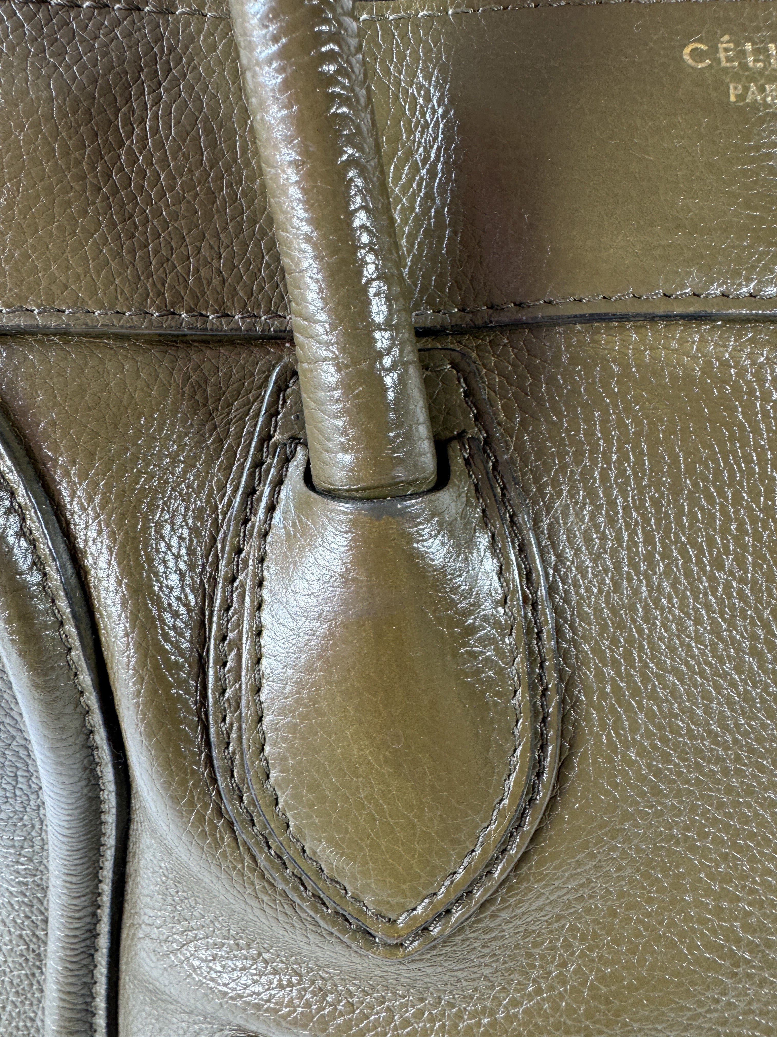 Celine olive leather mini luggage tote S-PA-1121