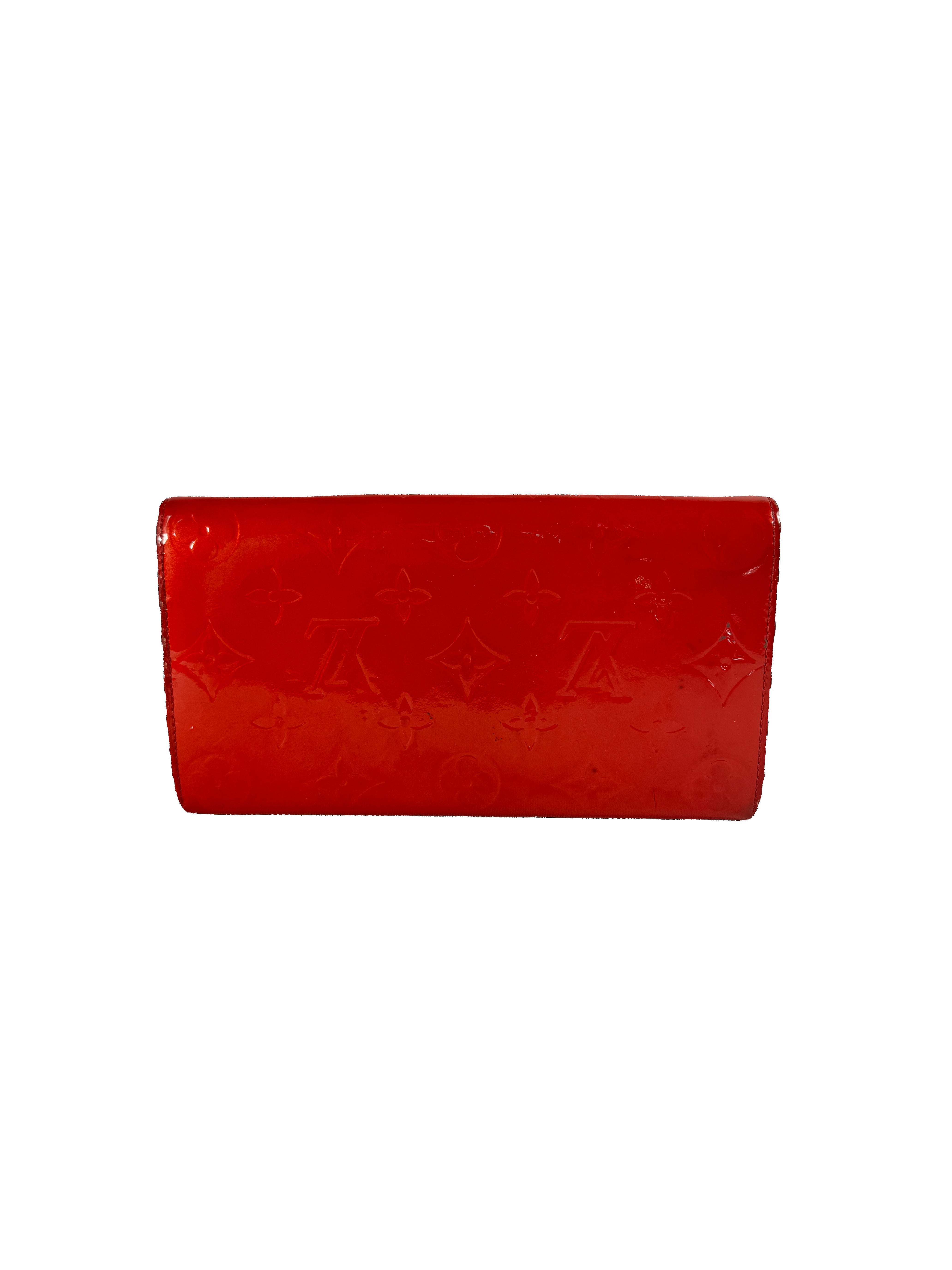 Louis Vuitton red vernis Sarah wallet TH0022 *as is*