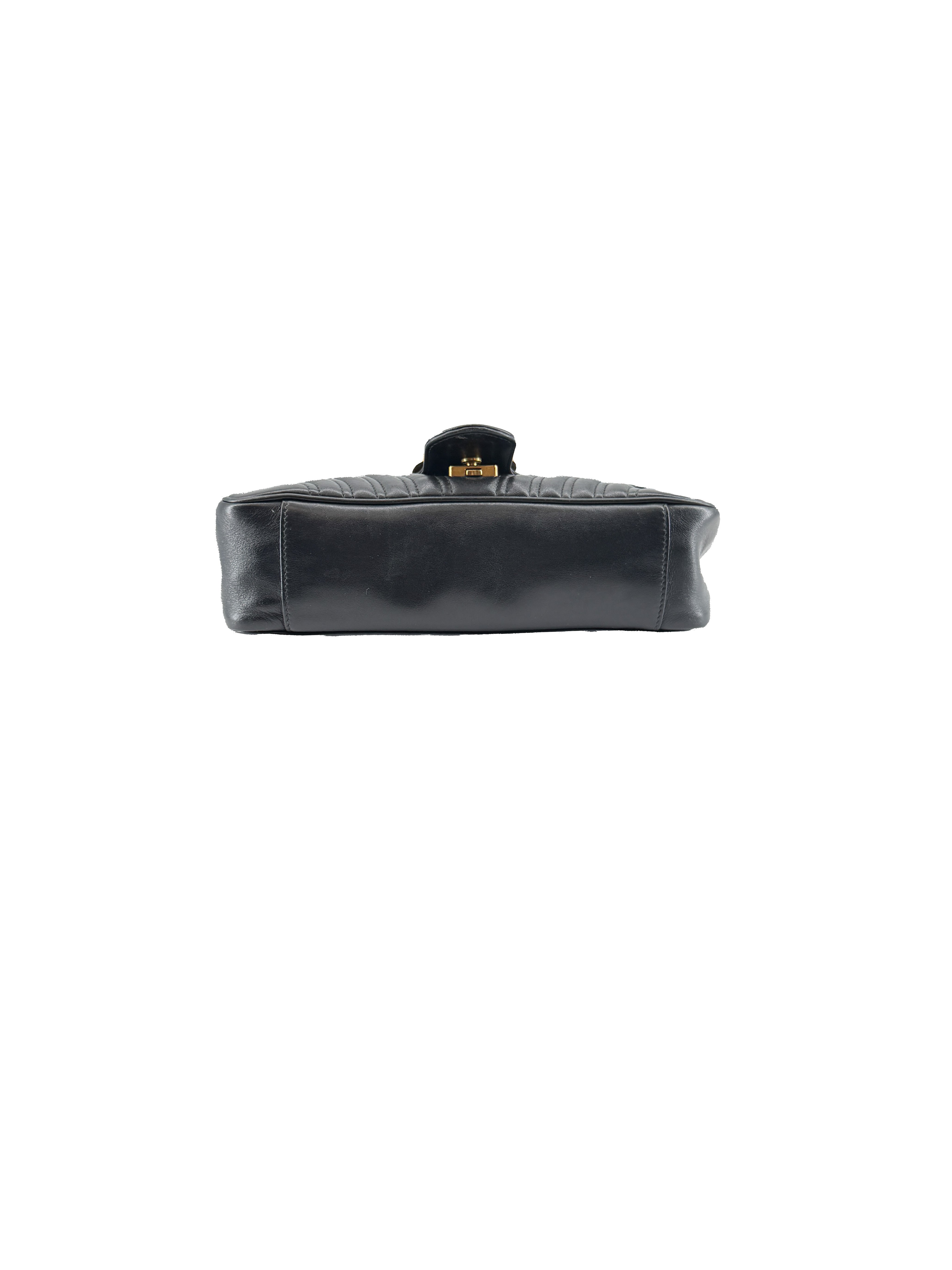Gucci black quilted small Marmont flap shoulder bag 443497