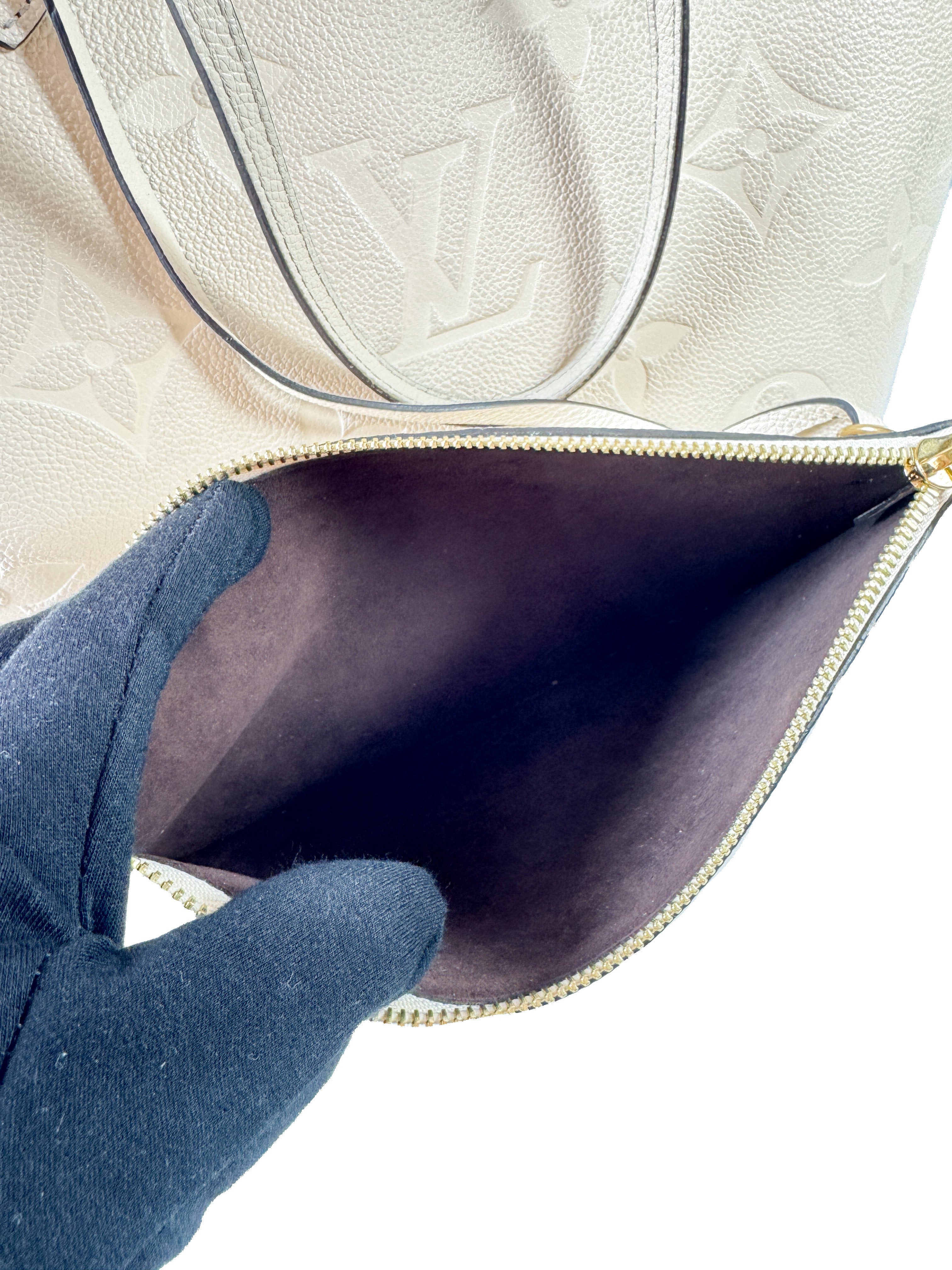 Louis Vuitton cream giant monogram empreinte Neverfull MM (NFC)