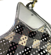 Burberry gray plaid silver and gold shoulder bag