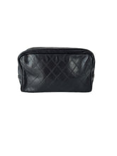 Chanel CC black diamond stitch leather zip case 1077012