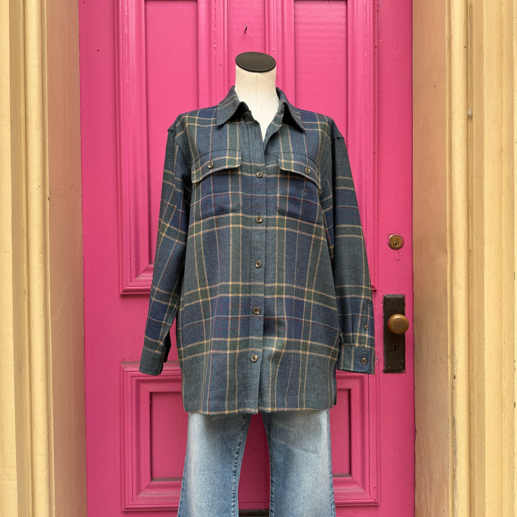 Lauren Ralph Lauren blue green plaid oversized BU size M