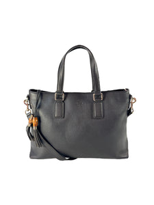 Gucci dark brown leather Bamboo tassel tote 3492