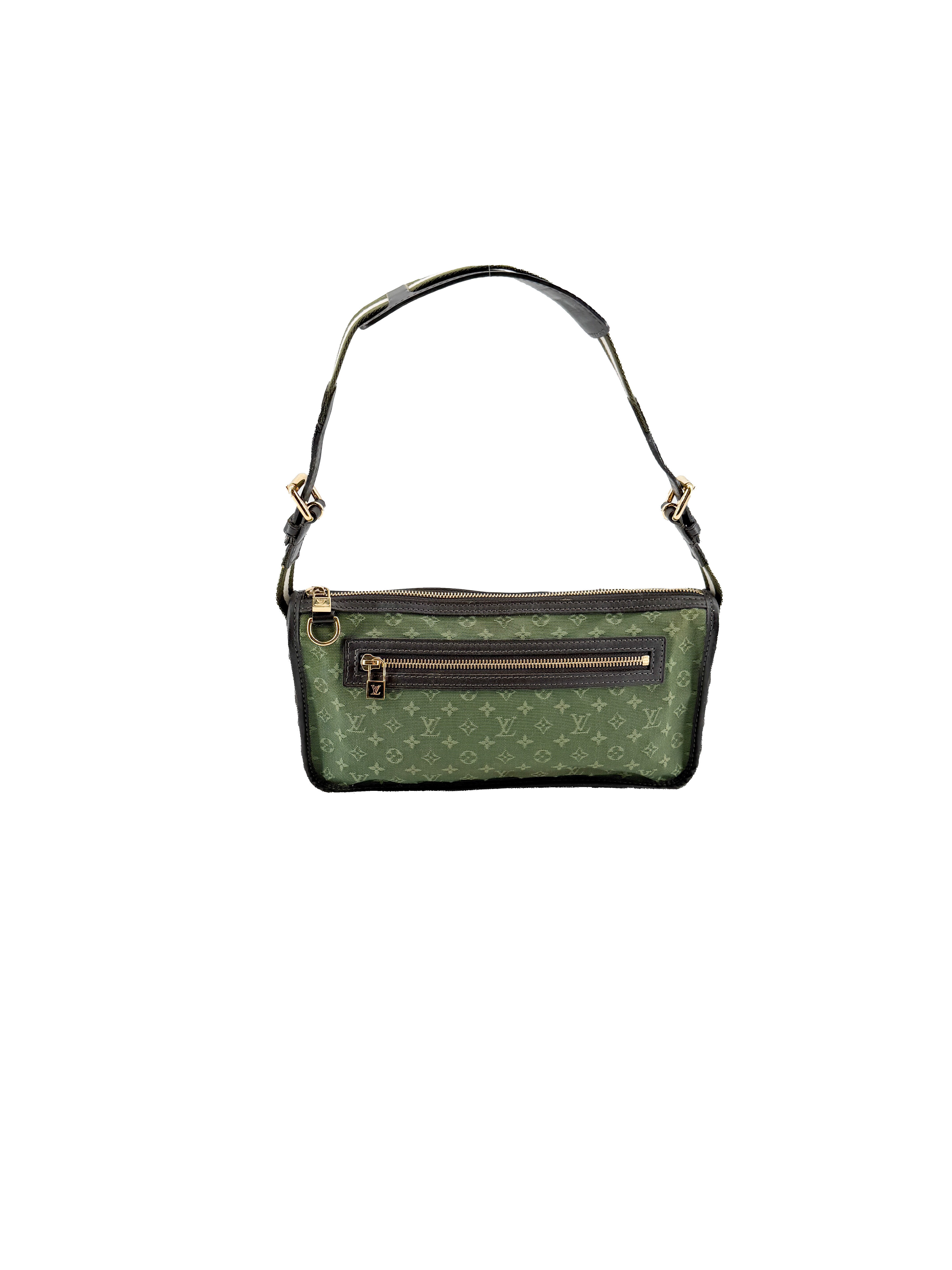 Louis Vuitton green mini lin Pochette Kathleen TH0054
