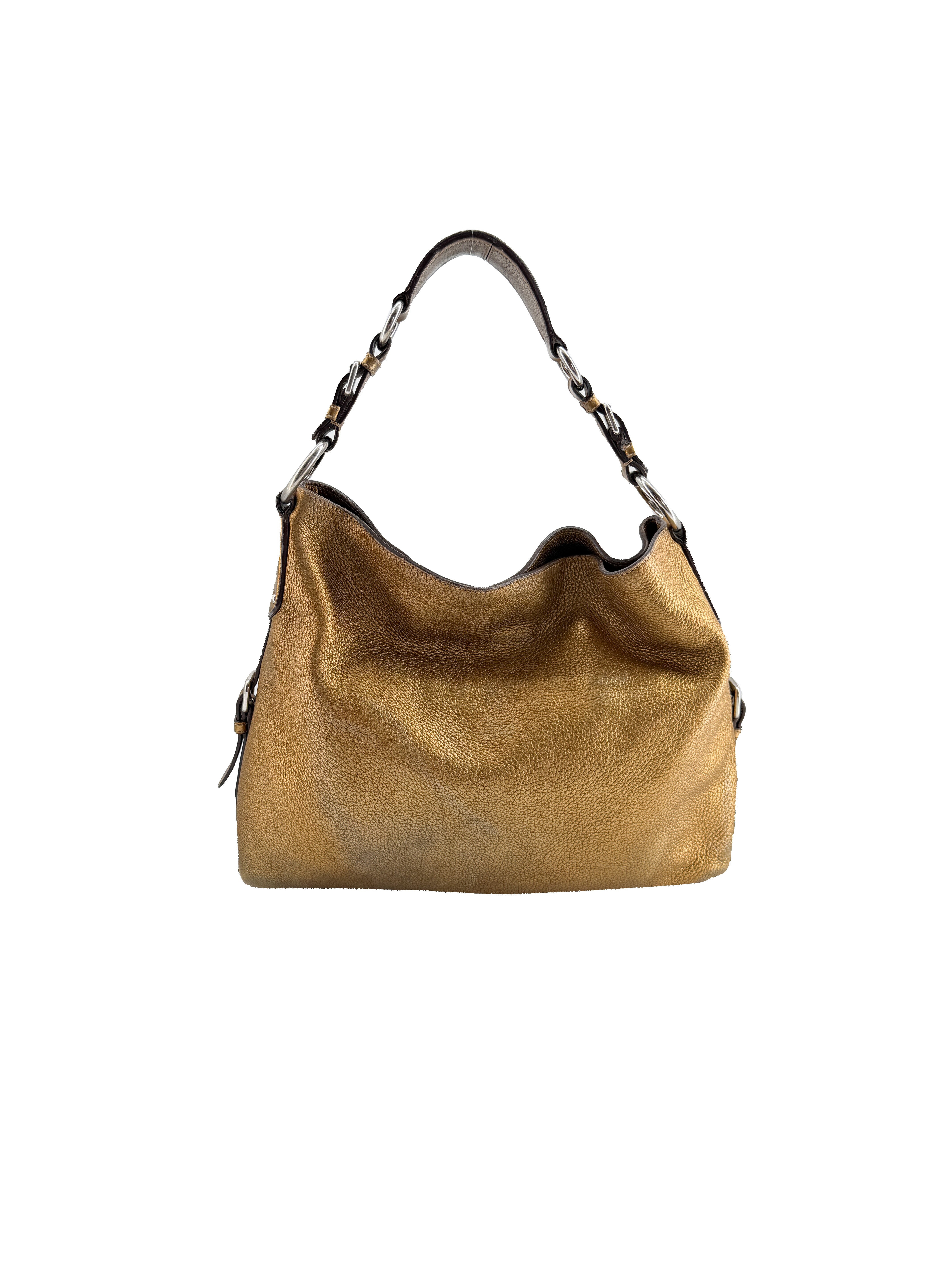 Prada gold metallic leather shoulder bag *as is*