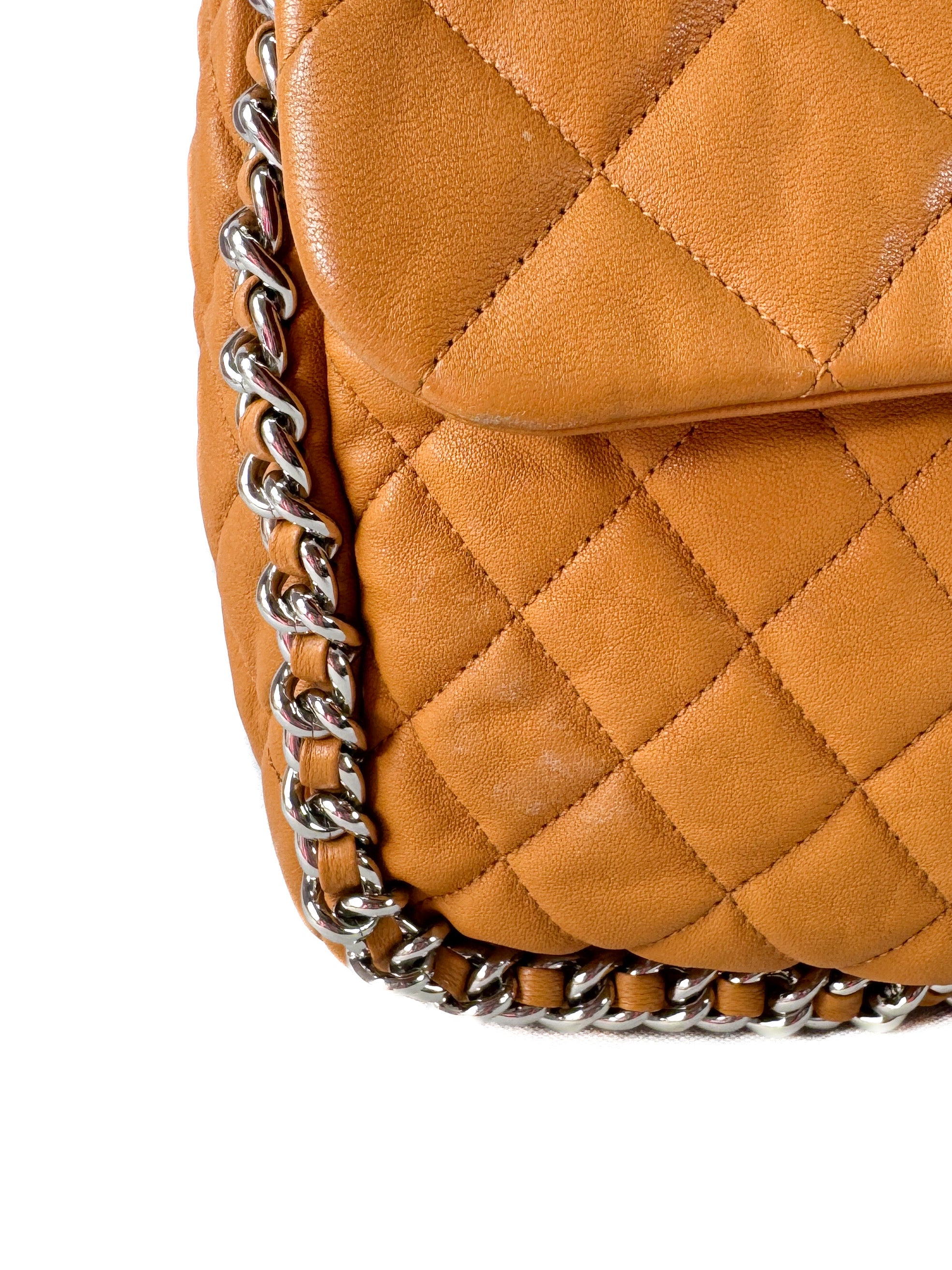 Chanel brown quilted chain around maxi flap shoulder bag 17236173