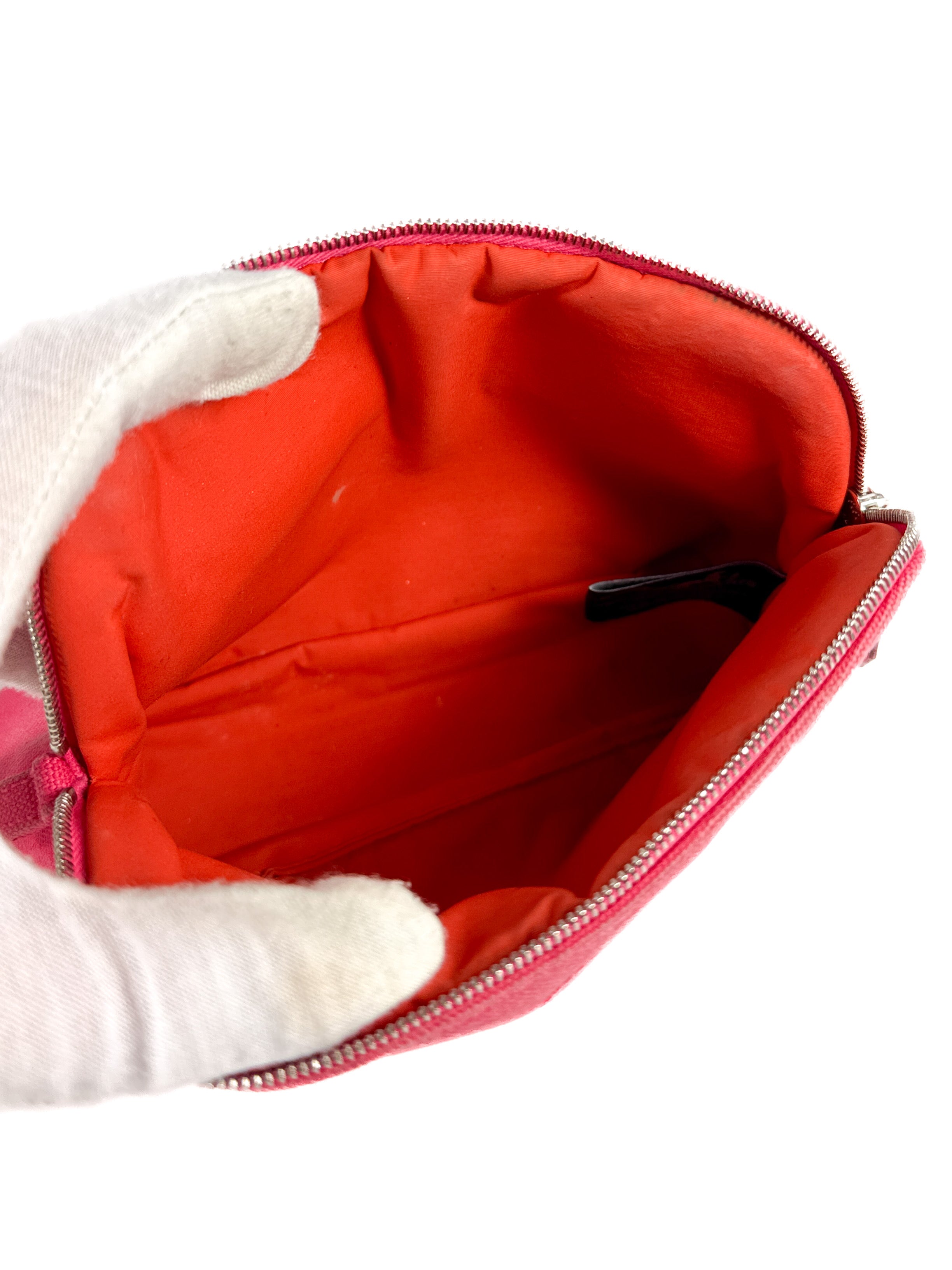 Hermès bright pink cotton Bolide zip pouch