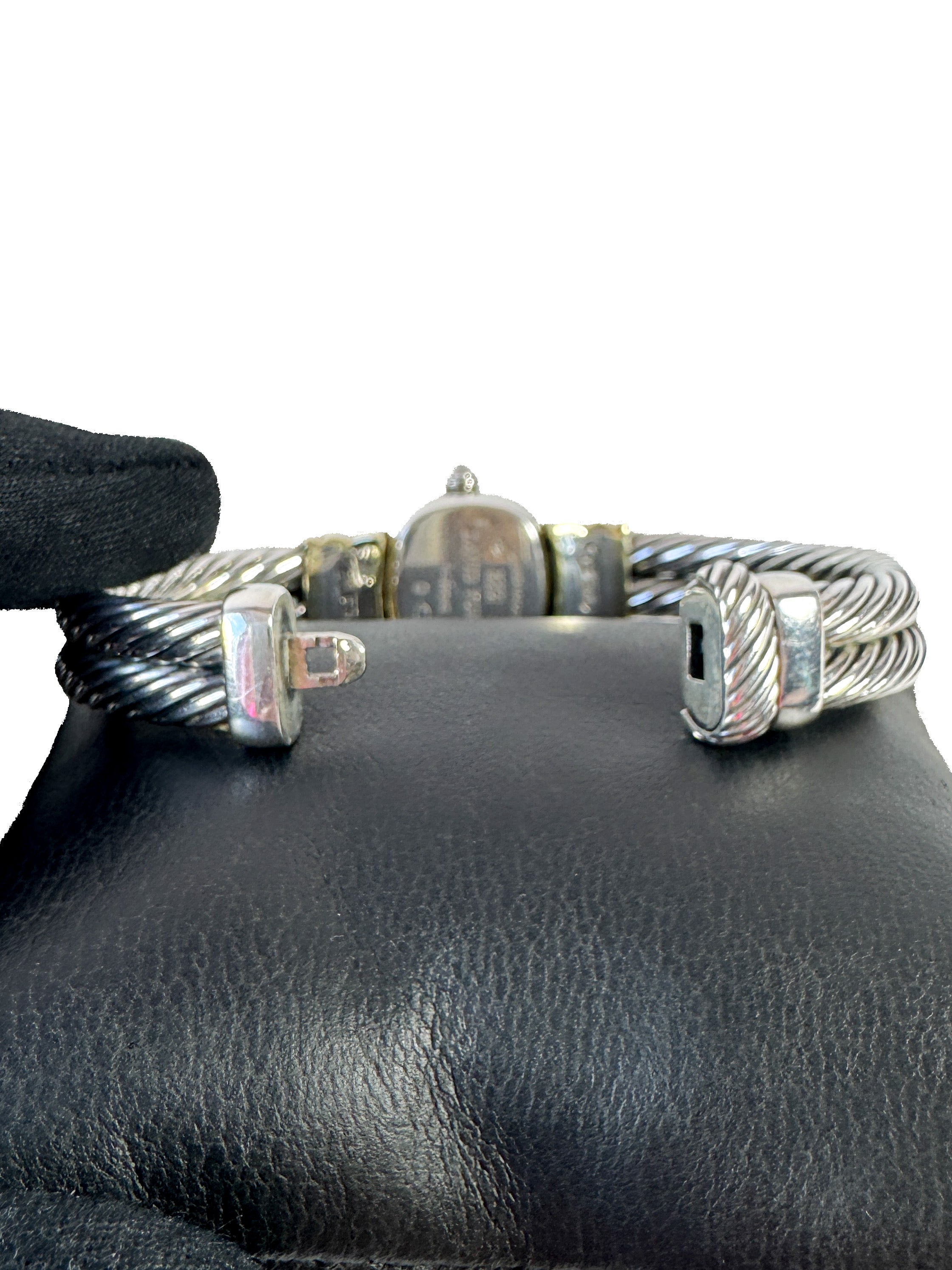 David Yurman sterling silver 14k gold blue topaz cable watch