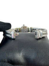 David Yurman sterling silver 14k gold blue topaz cable watch