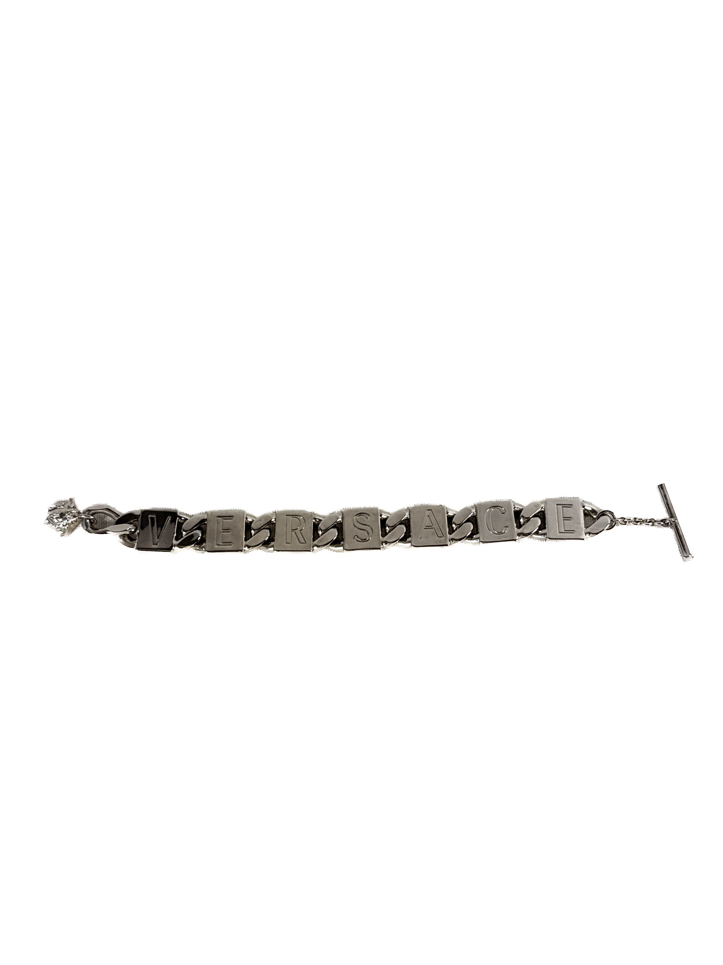 Versace silver tone tile link bracelet size S
