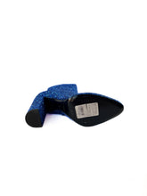 Saint Laurent blue glitter heeled Lou boots size 39/39.5