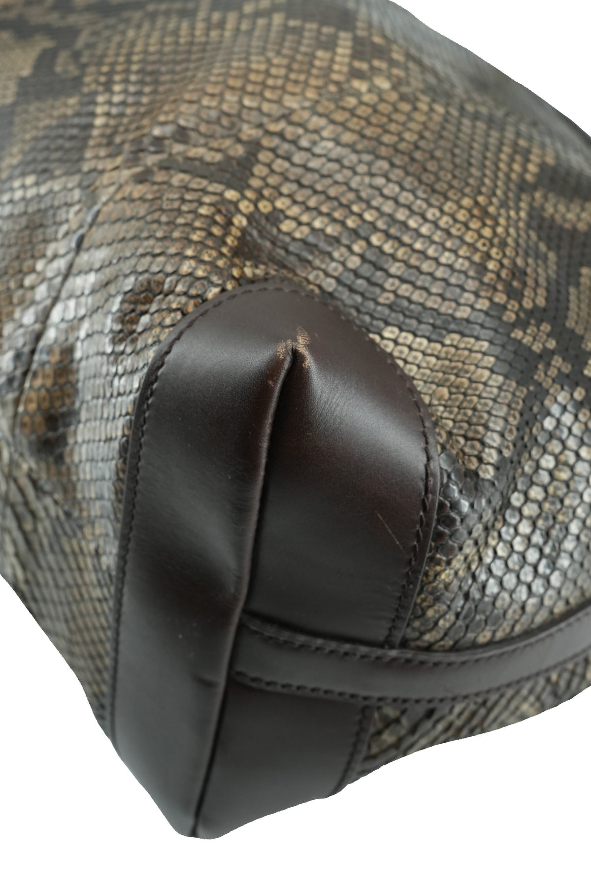 Gucci brown Python Craft tote 002123