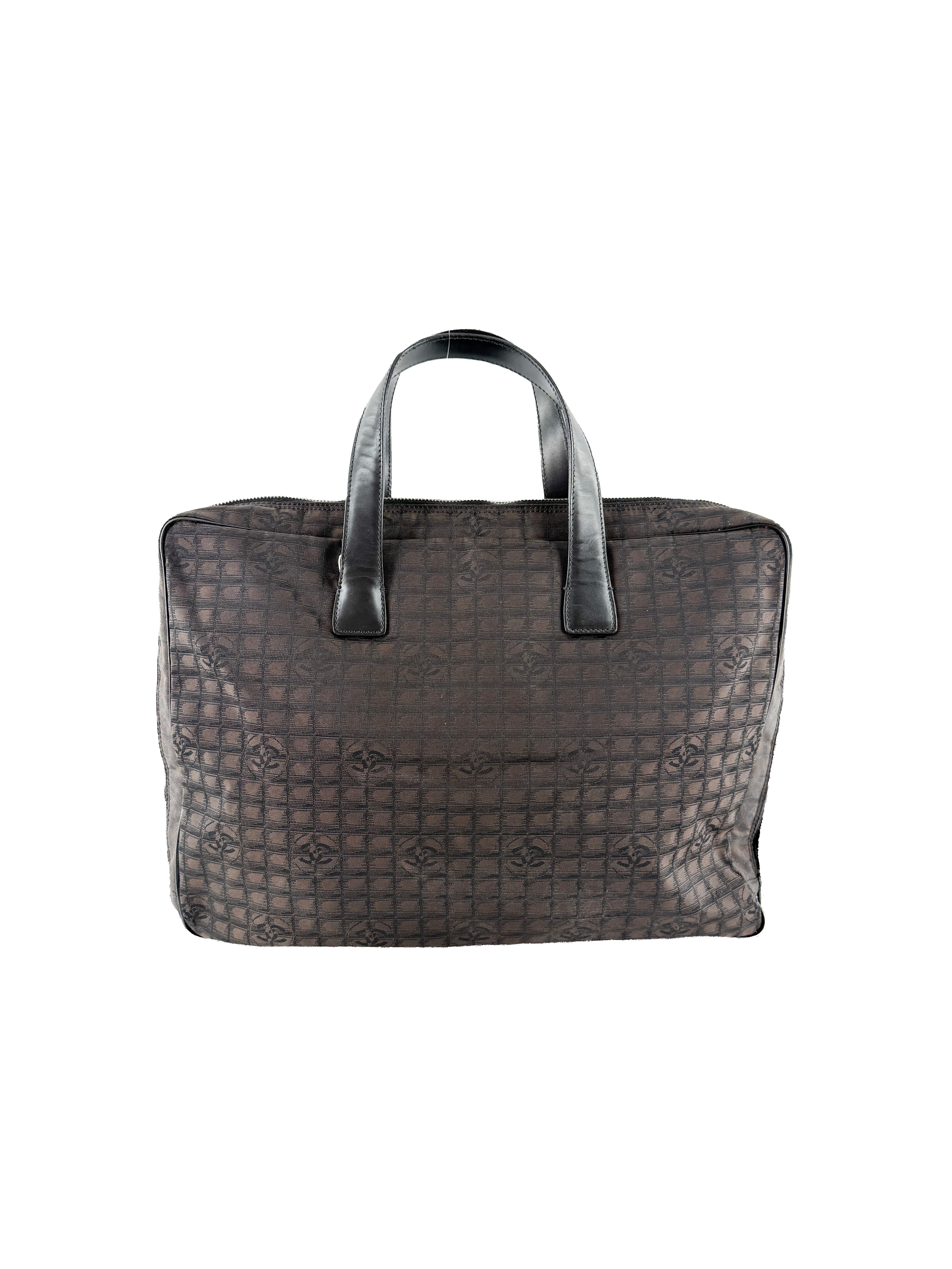 Chanel brown/black nylon and leather travel briefcase 9253964