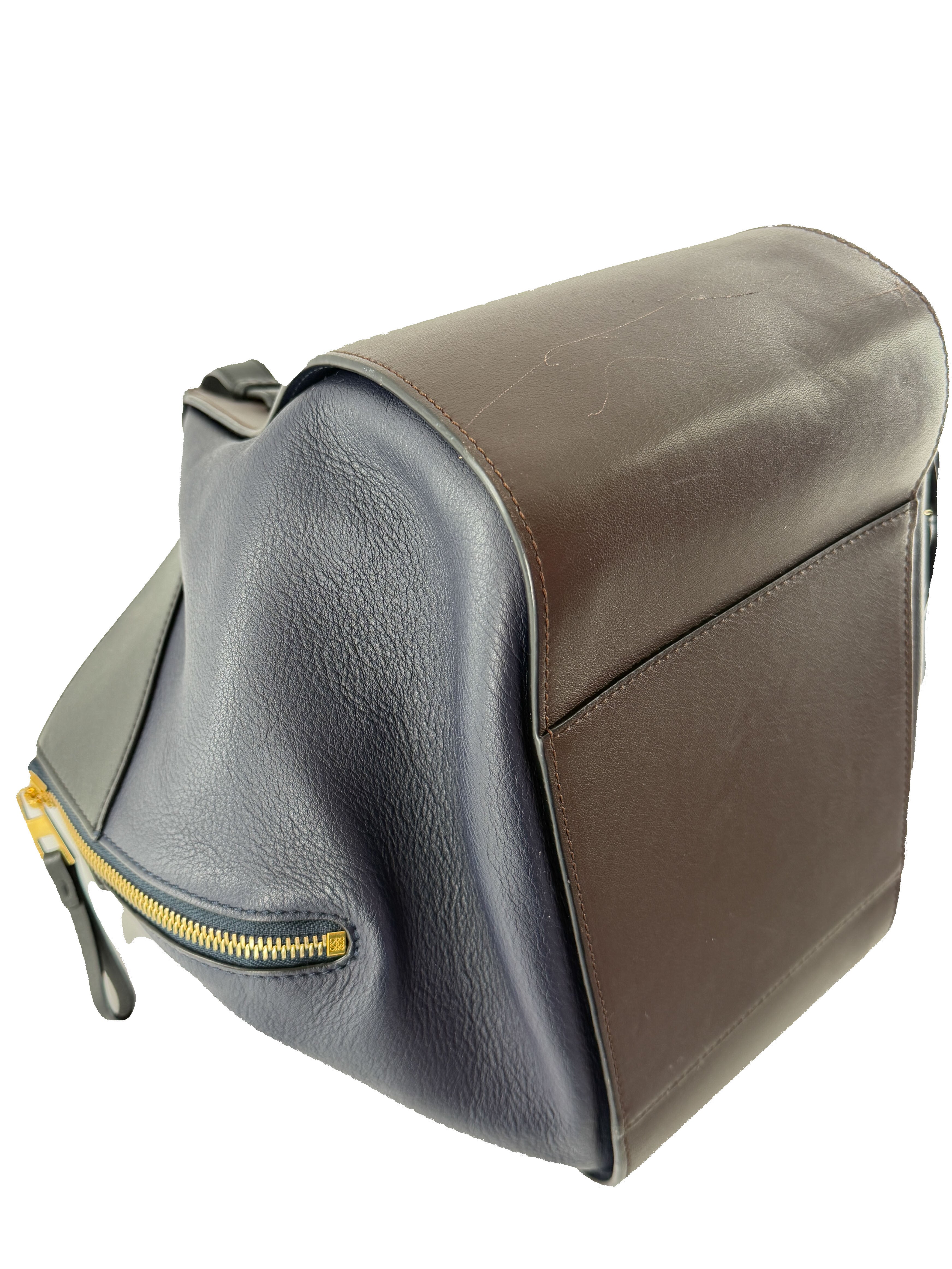 Loewe tri color navy, black, brown leather small Hammock bag 262023