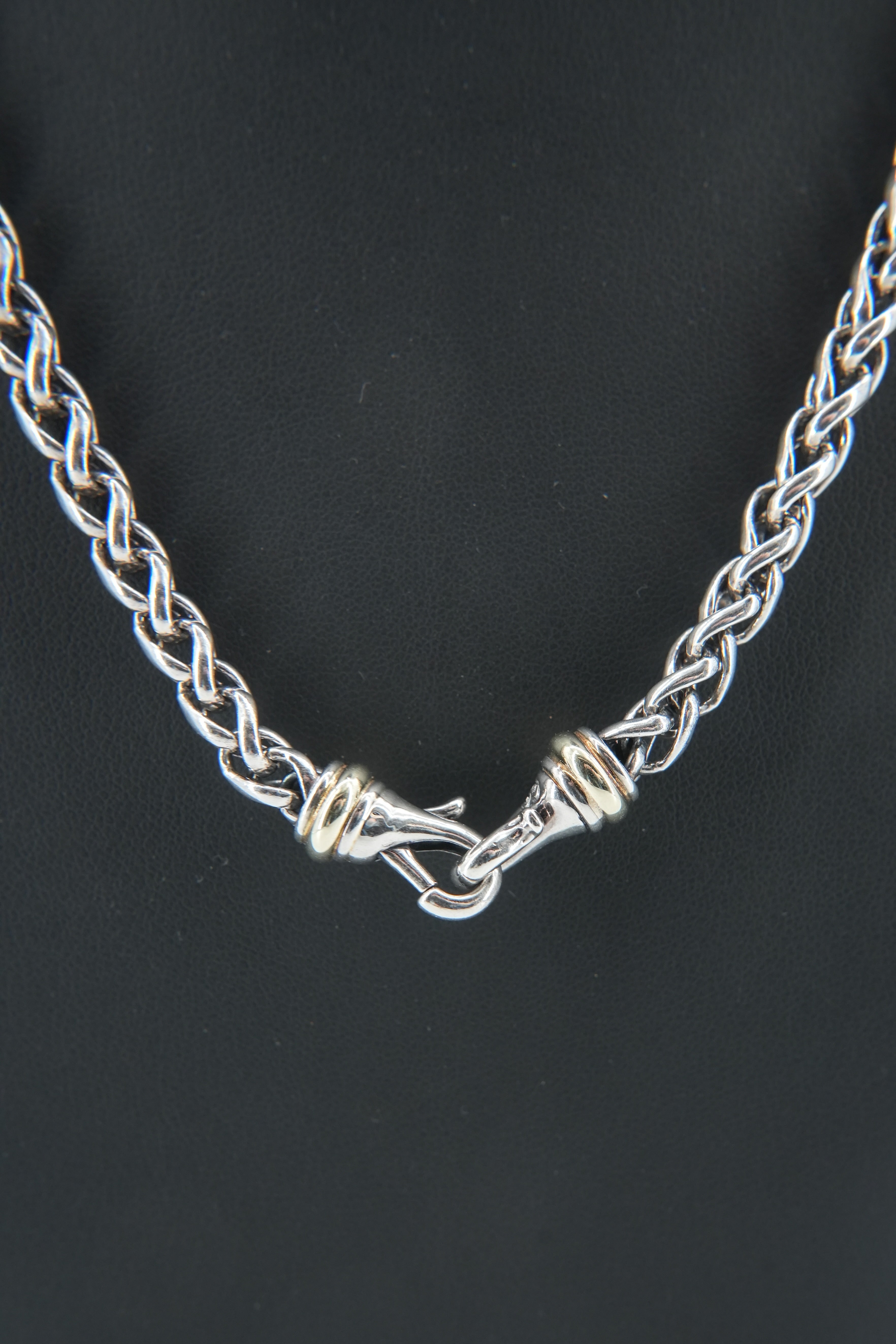 David Yurman sterling silver 14k gold wheat chain necklace