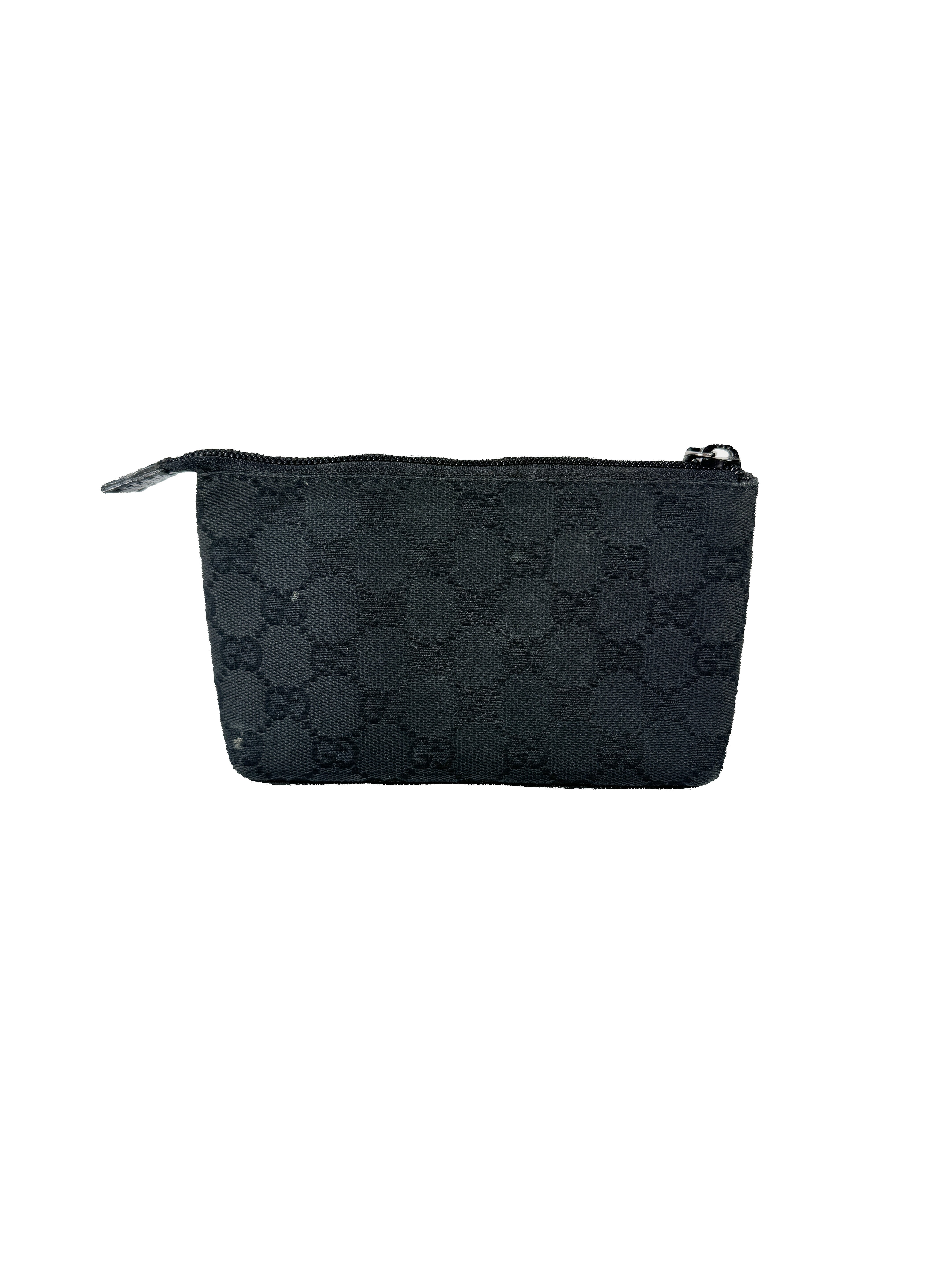 Gucci black GG cloth small zip pouch 002058