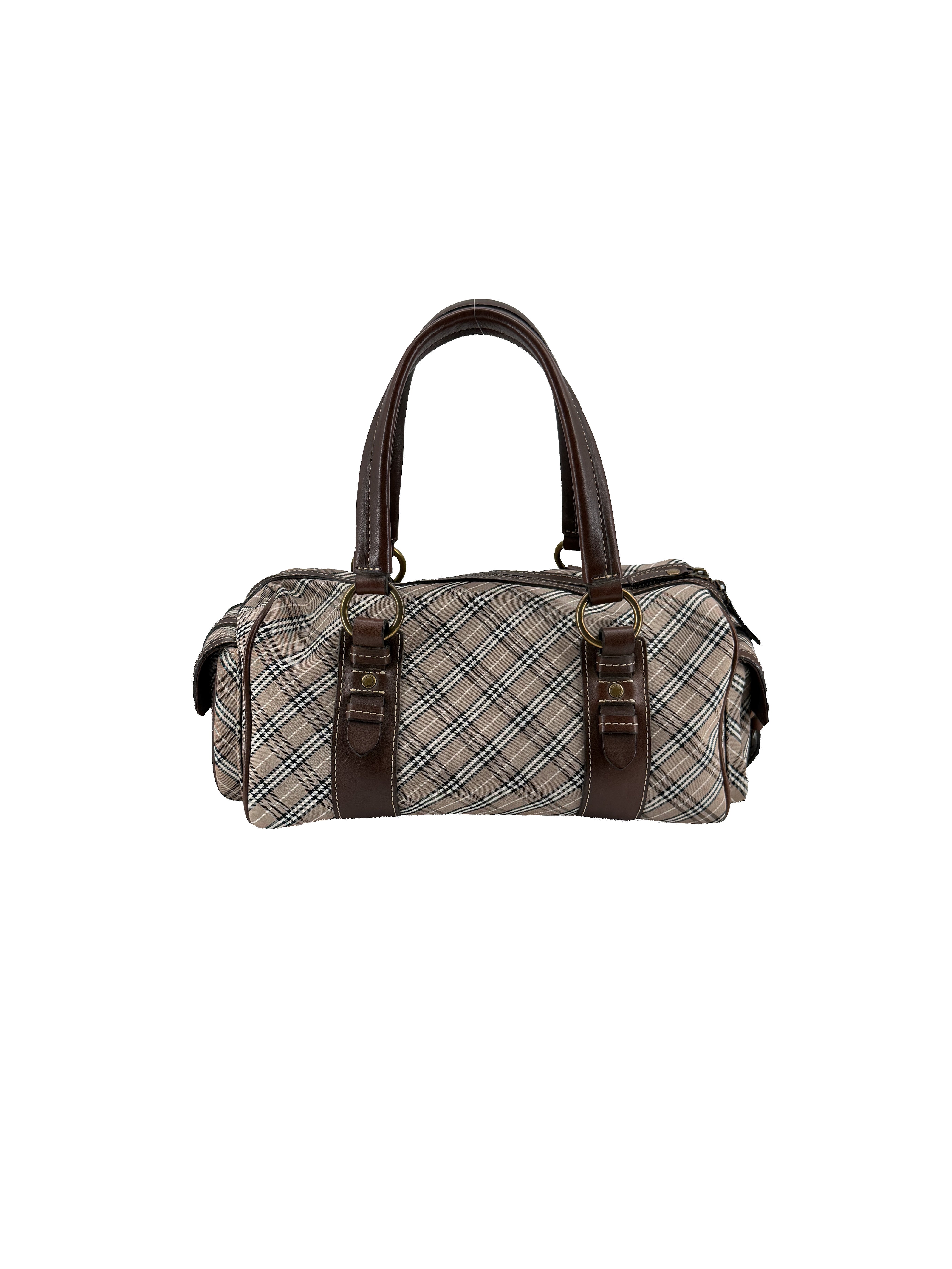 Burberry Blue Label brown plaid boston bag