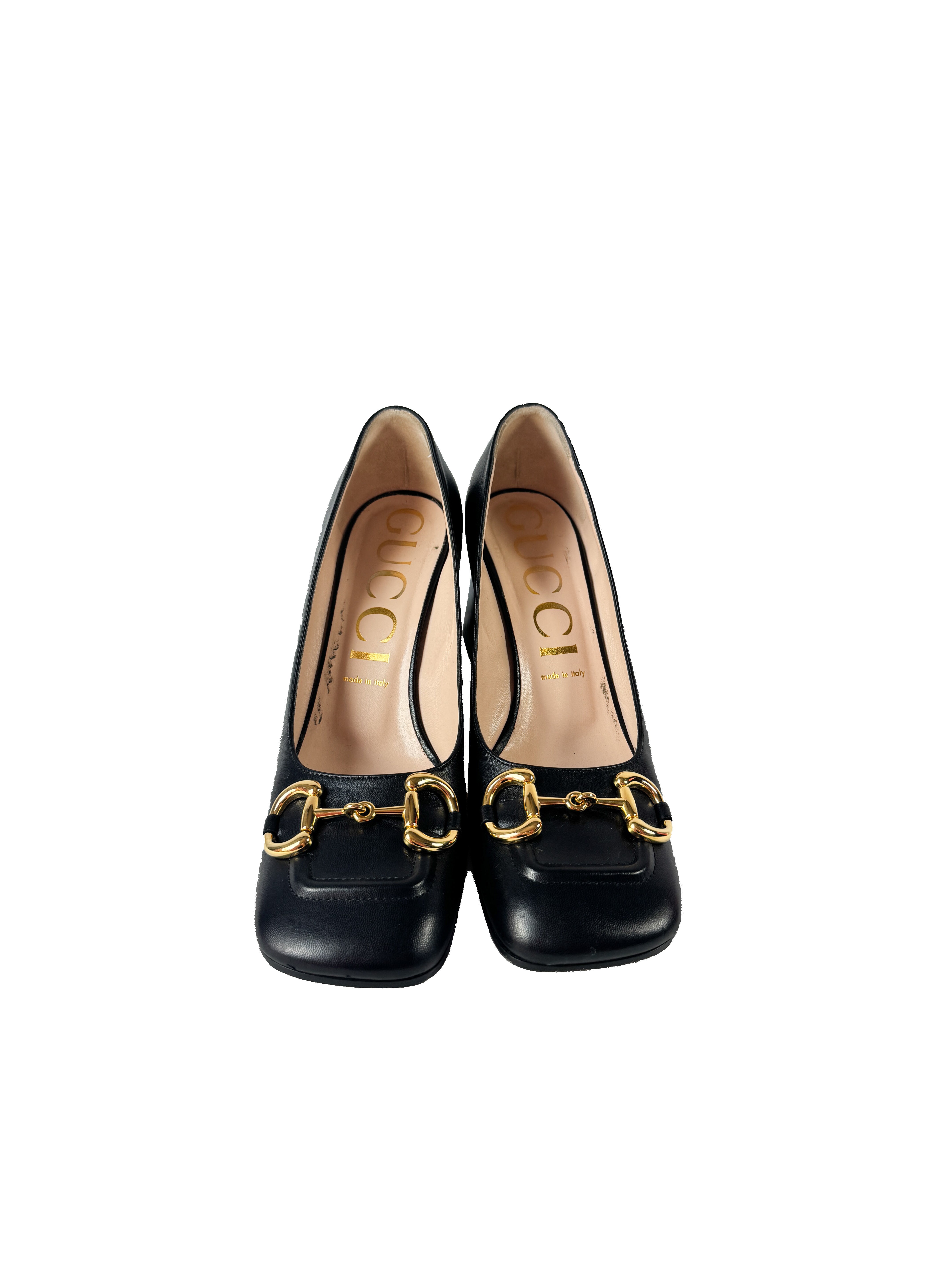 Gucci black leather Malaga Kid Horsebit 75mm Pumps size 40.5 643886